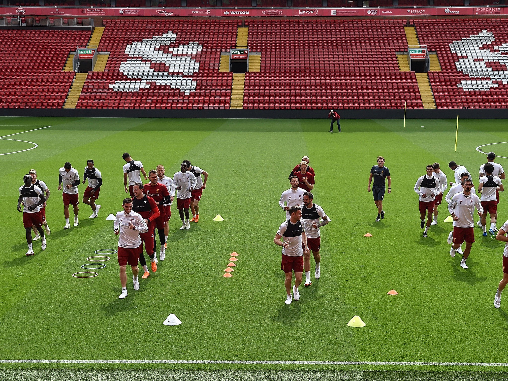 Liverpool trained at Anfield on Monday