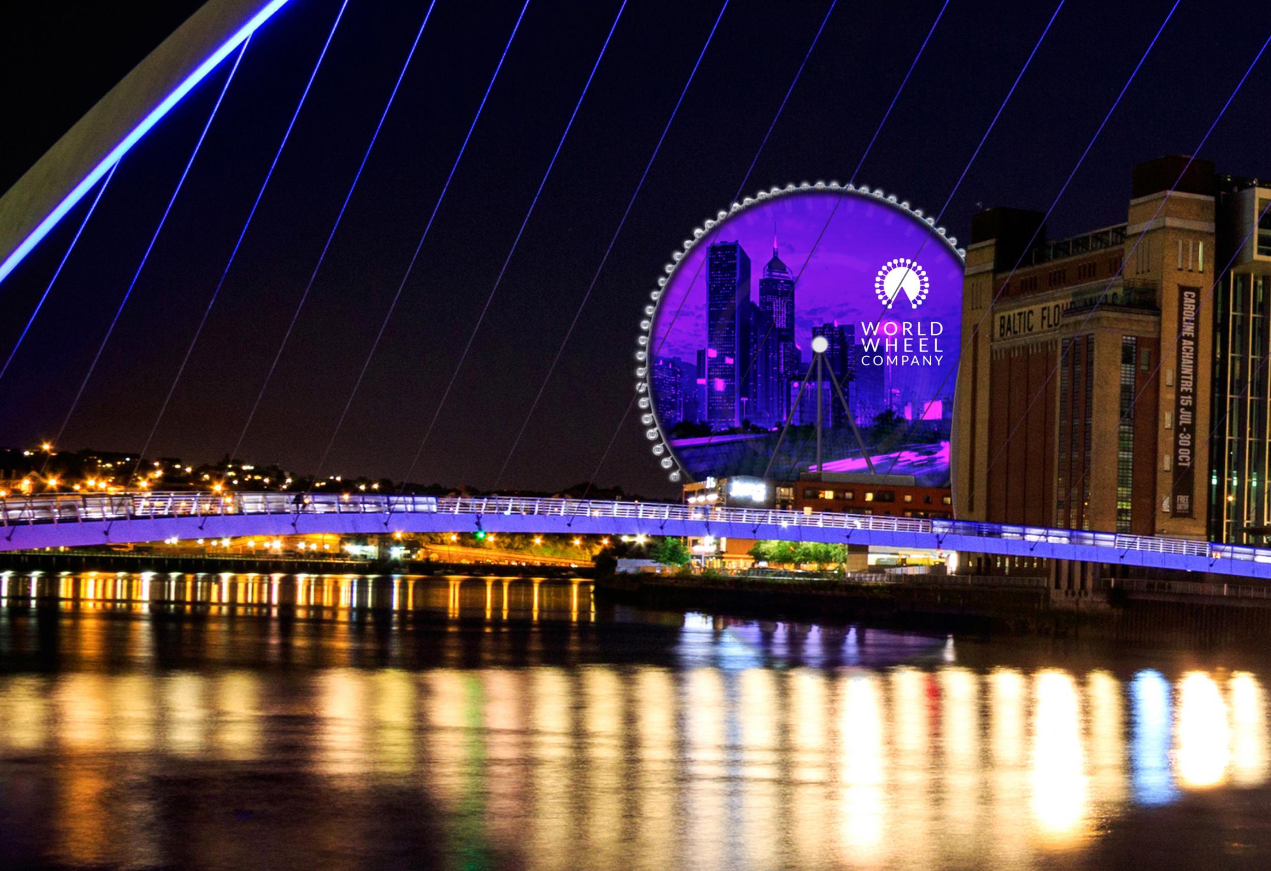 Artists' impression of the Newcastle wheel, with the huge LED screen at its centre