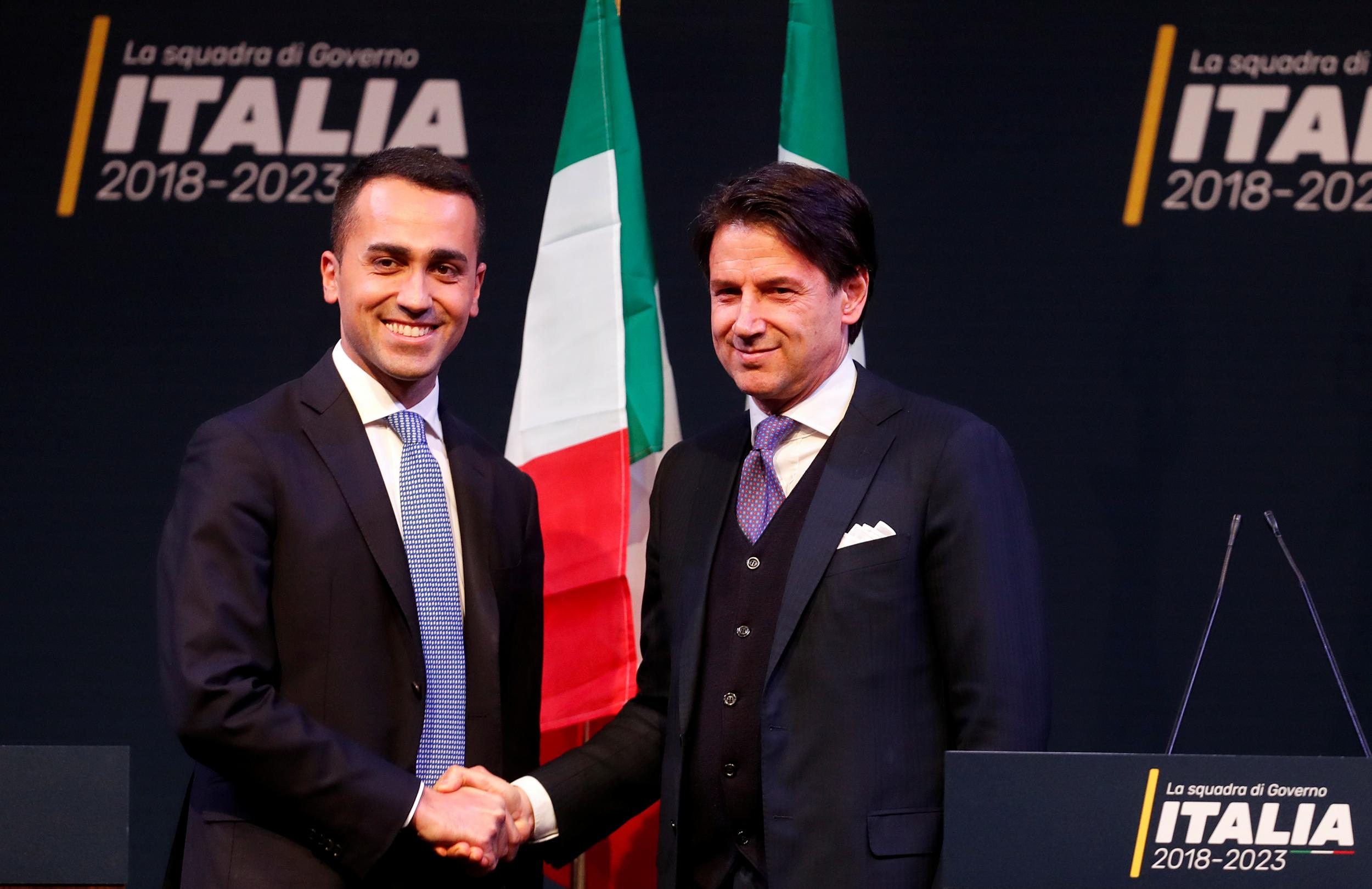 5-Star Movement leader Luigi Di Maio with Giuseppe Conte