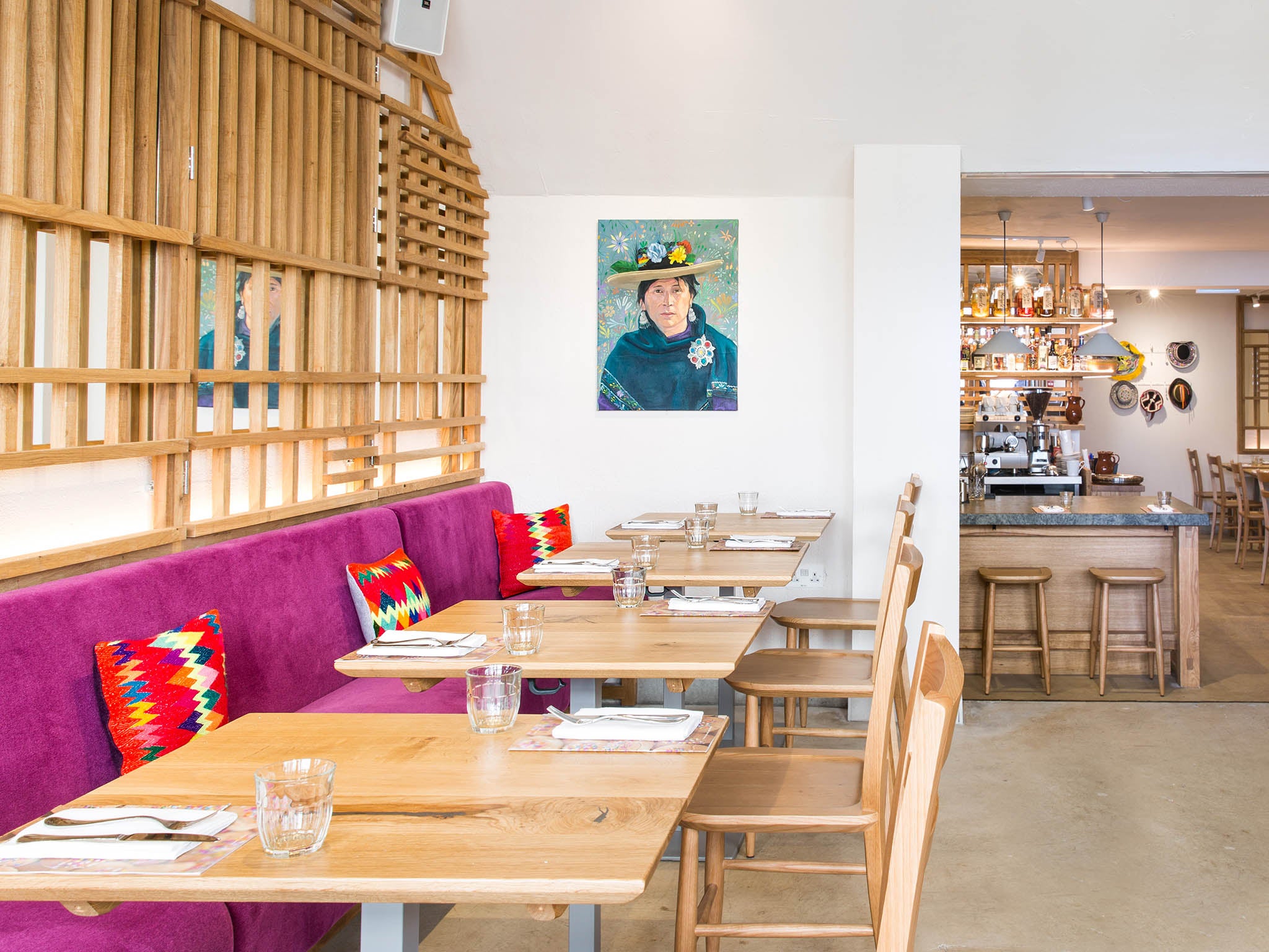 Using bold colour simply and Peruvian patterns the bakery is a modern ode to Peru