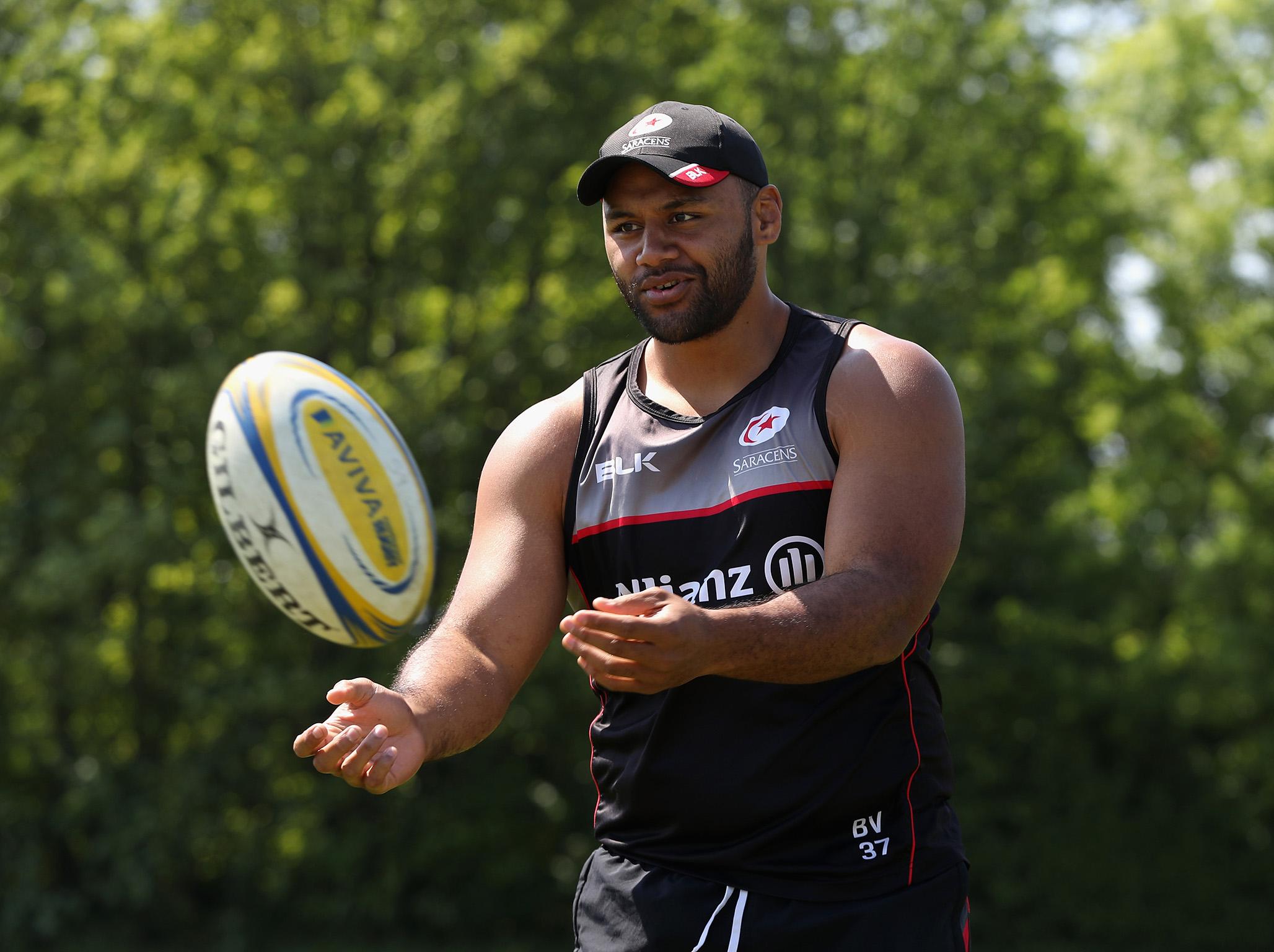 Billy Vunipola during Saracens training on Tuesday