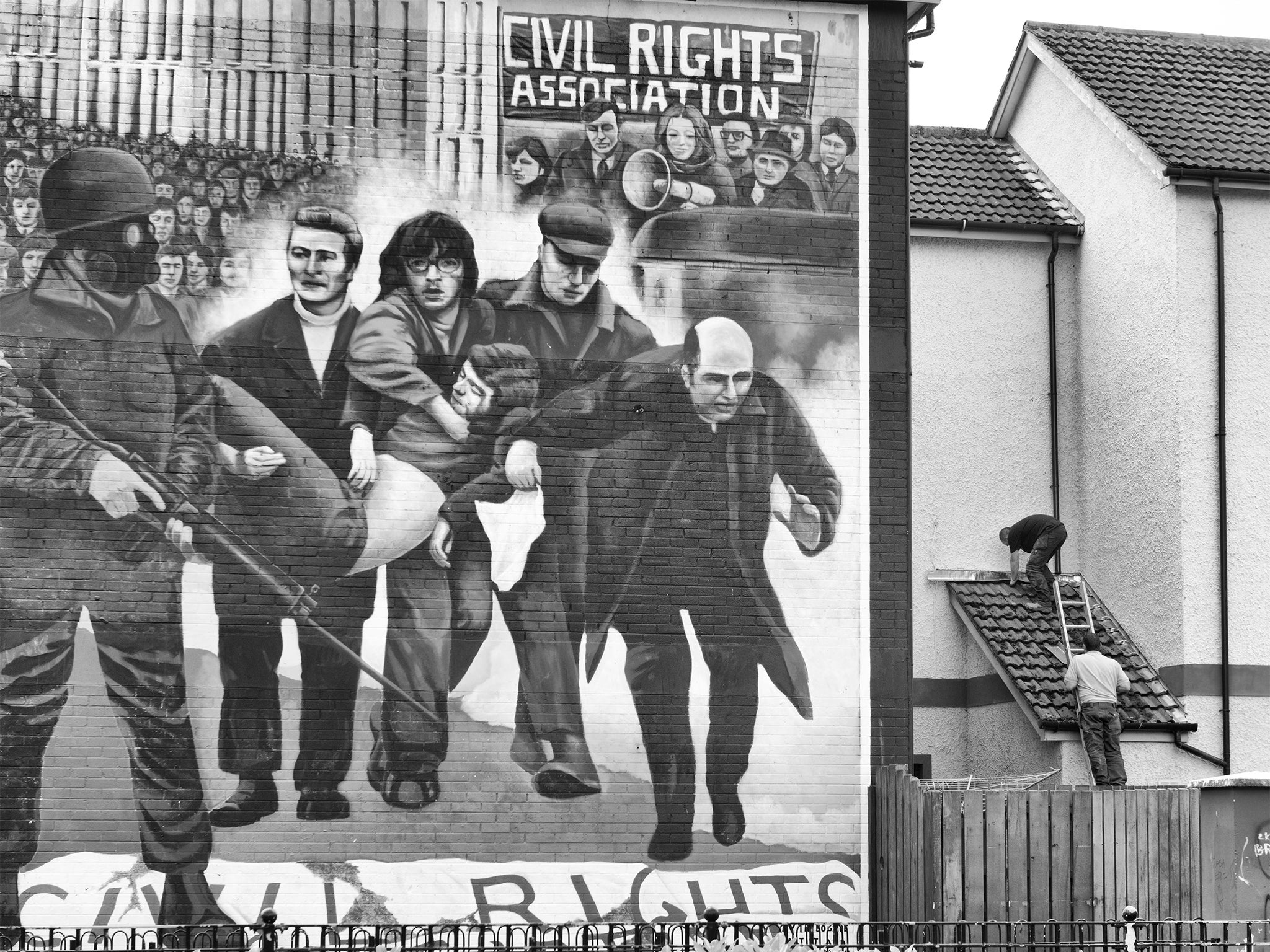 A mural in the Bogside area of Derry depicts a scene from Bloody Sunday in 1972