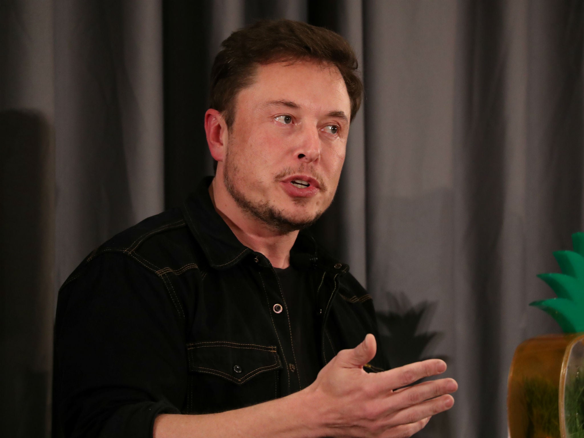 Elon Musk speaks at a community meeting in Los Angeles, California