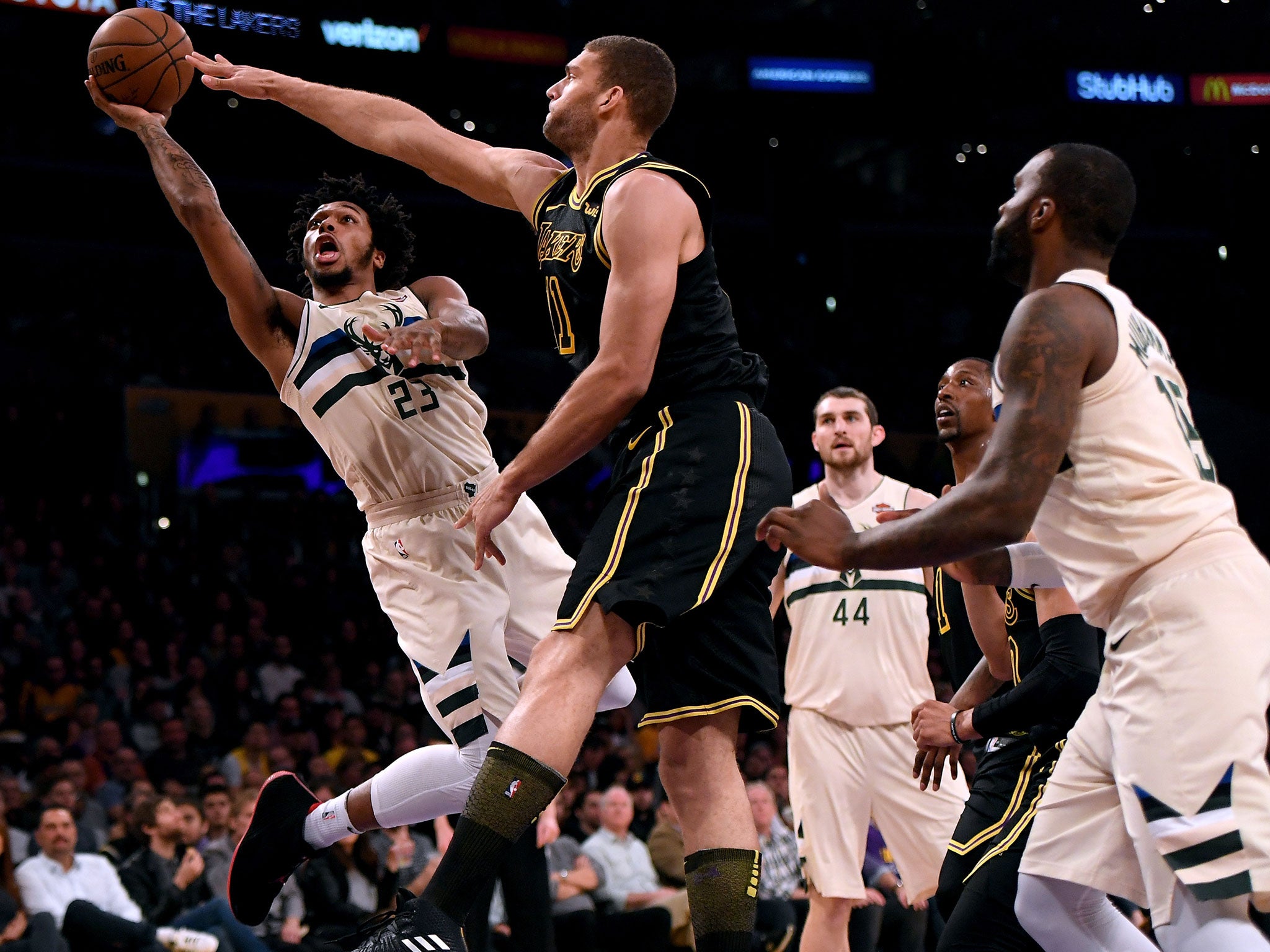 Sterling Brown in action for the Bucks against the LA Lakers