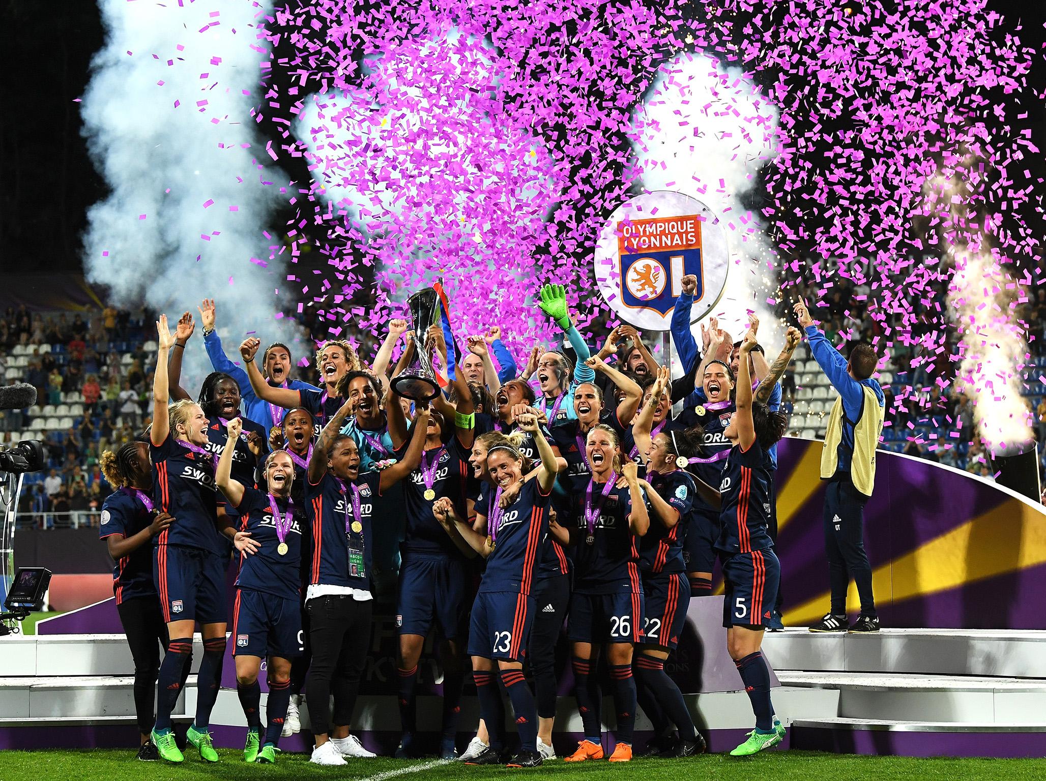 Lyon celebrate their Champions League triumph