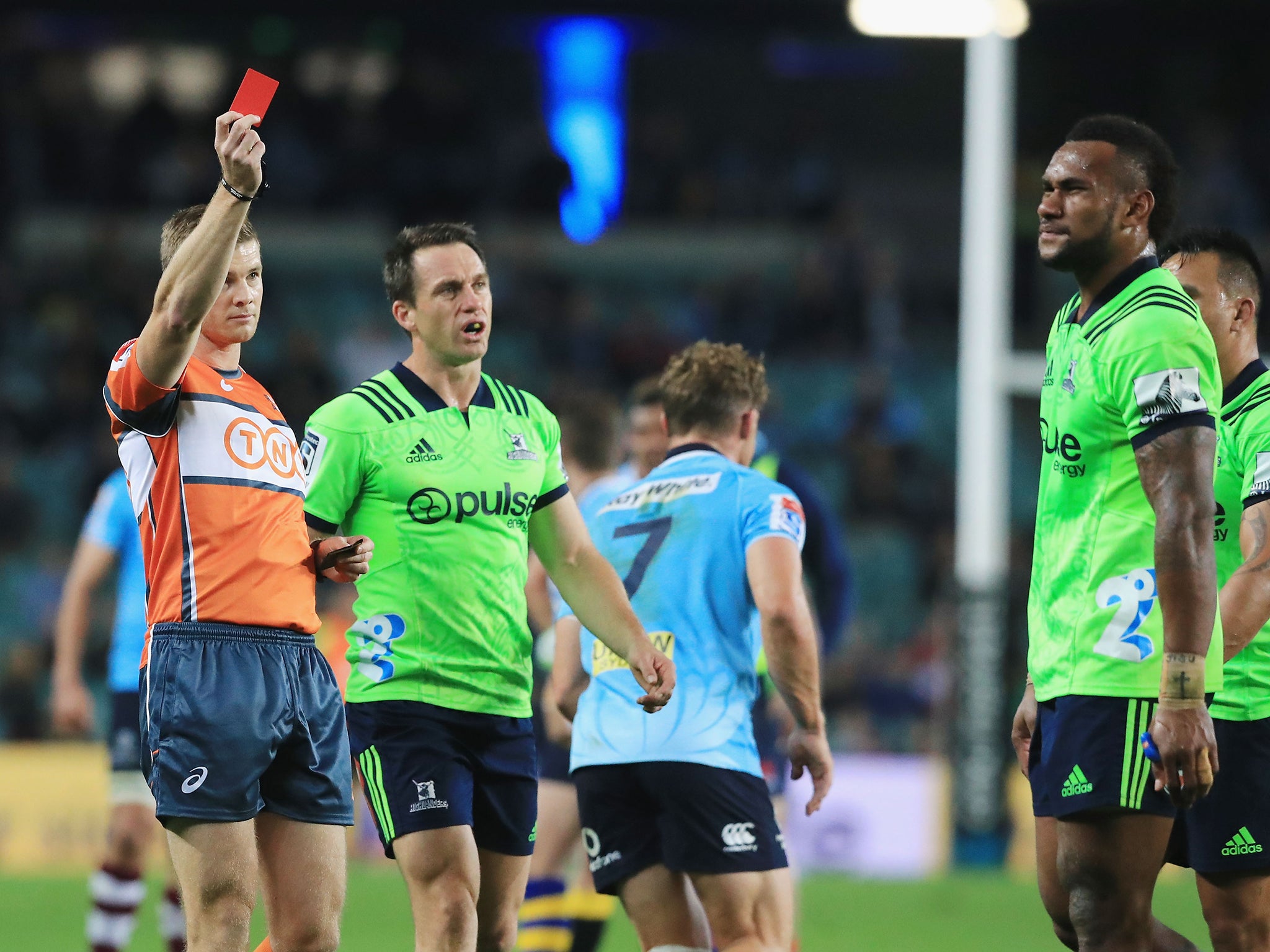 Tevita Nabura was shown a red card for kicking Cam Clark in the head