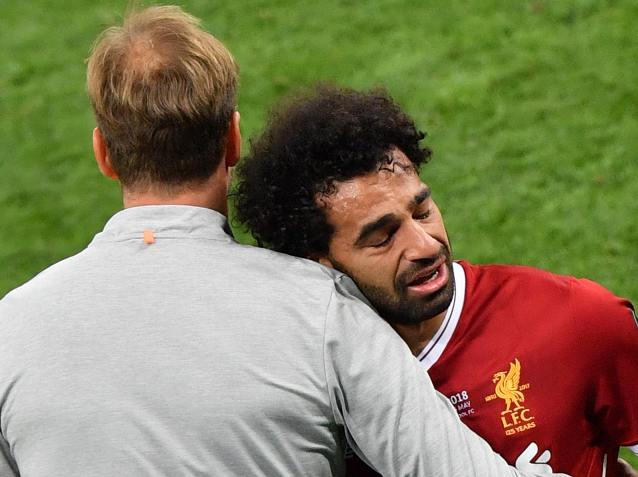 The Egyptian forward could not hold back the tears (Getty )