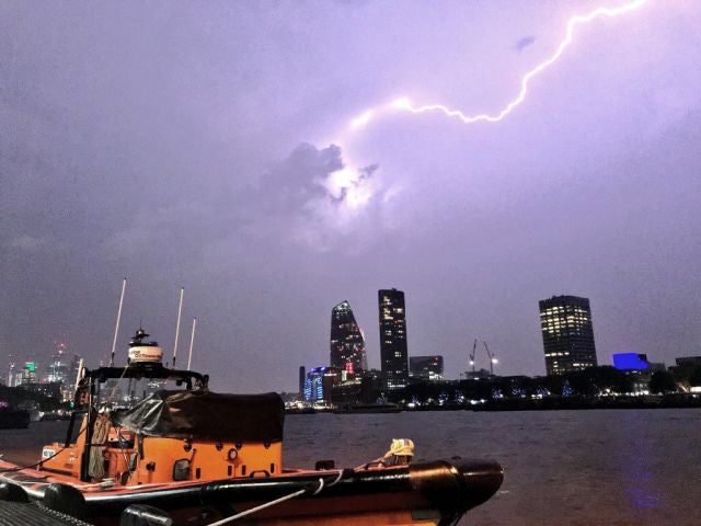 Lightning strike during a storm in London