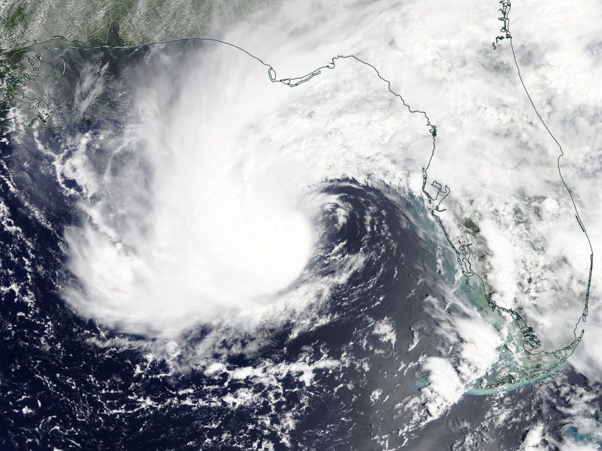 A satellite's view of subtropical storm Alberto to the south west of the Florida