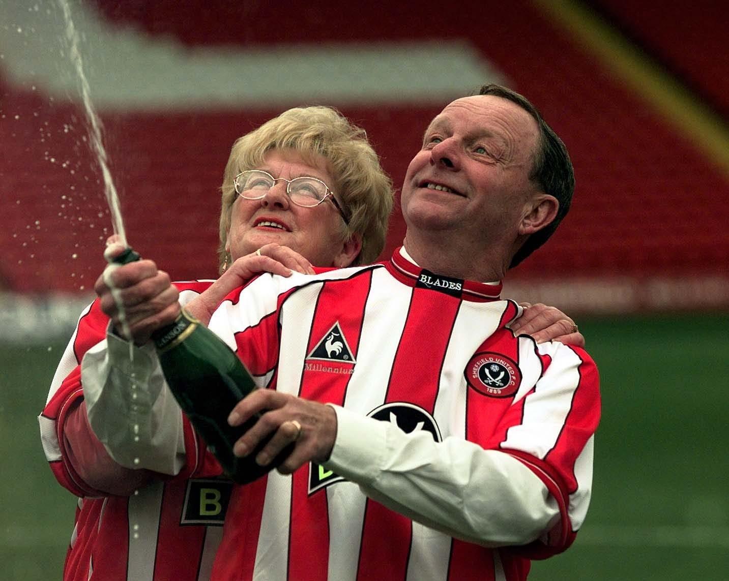 Ray and Barbara Wragg celebrating their 2000 lottery win