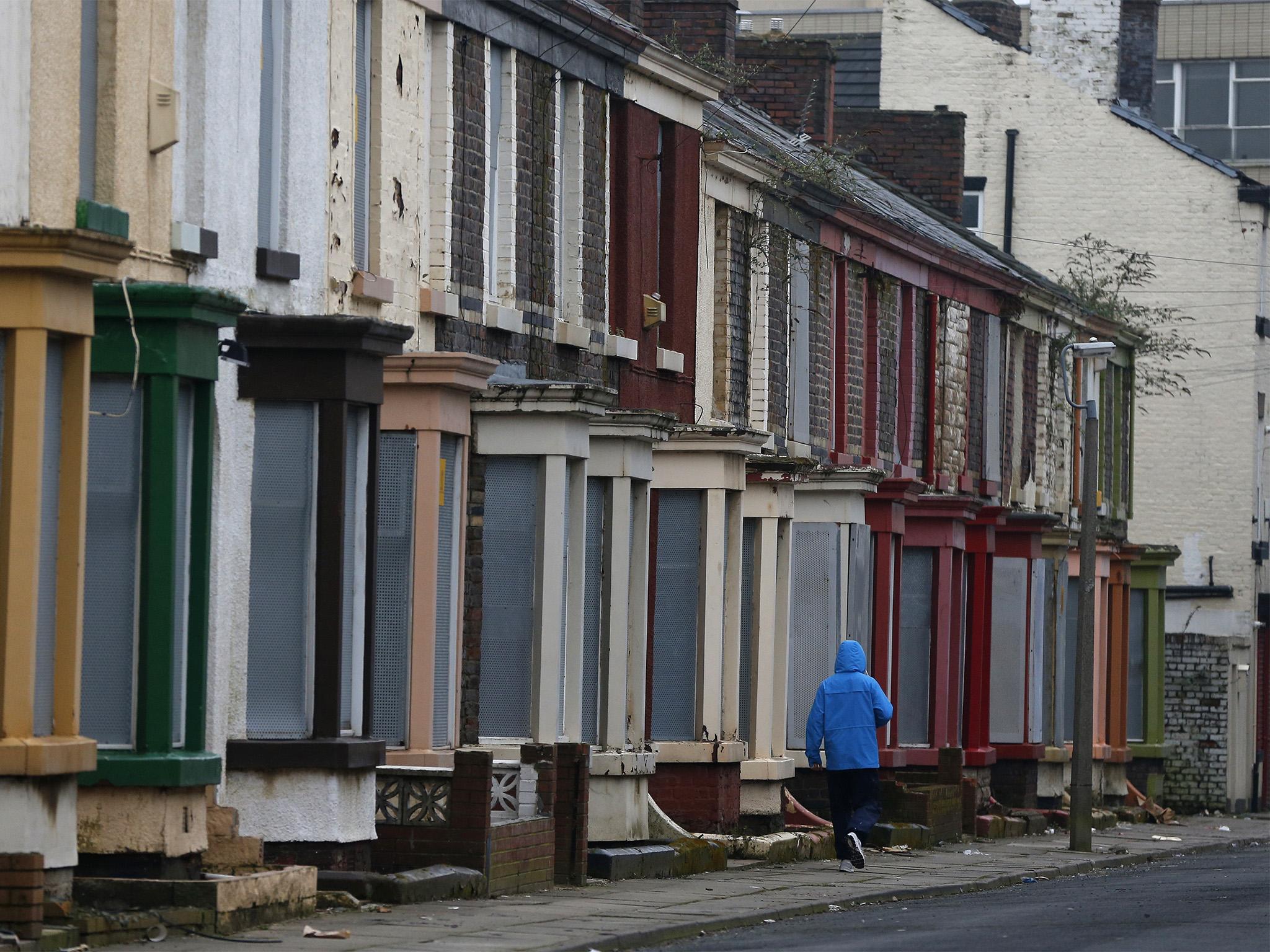 Boarded-up terraced homes in Liverpool