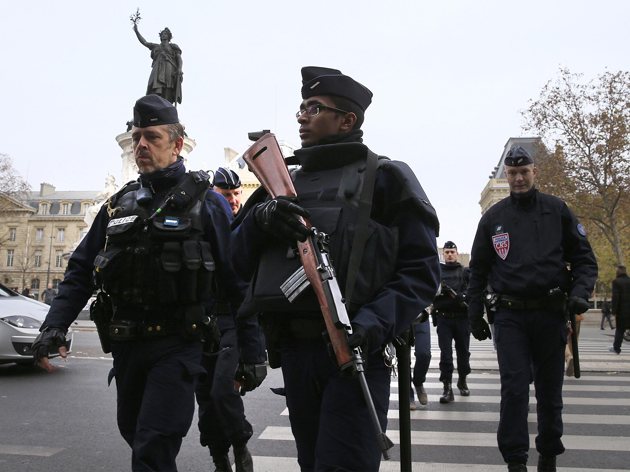 Police patrol in Paris the morning after the series of deadly attacks in November 2015