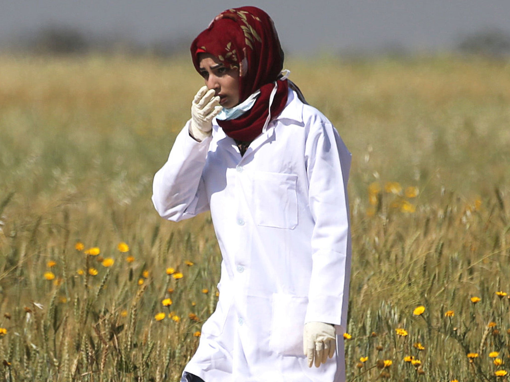 Razan Najjar working at the scene of clashes at Israel-Gaza border in April