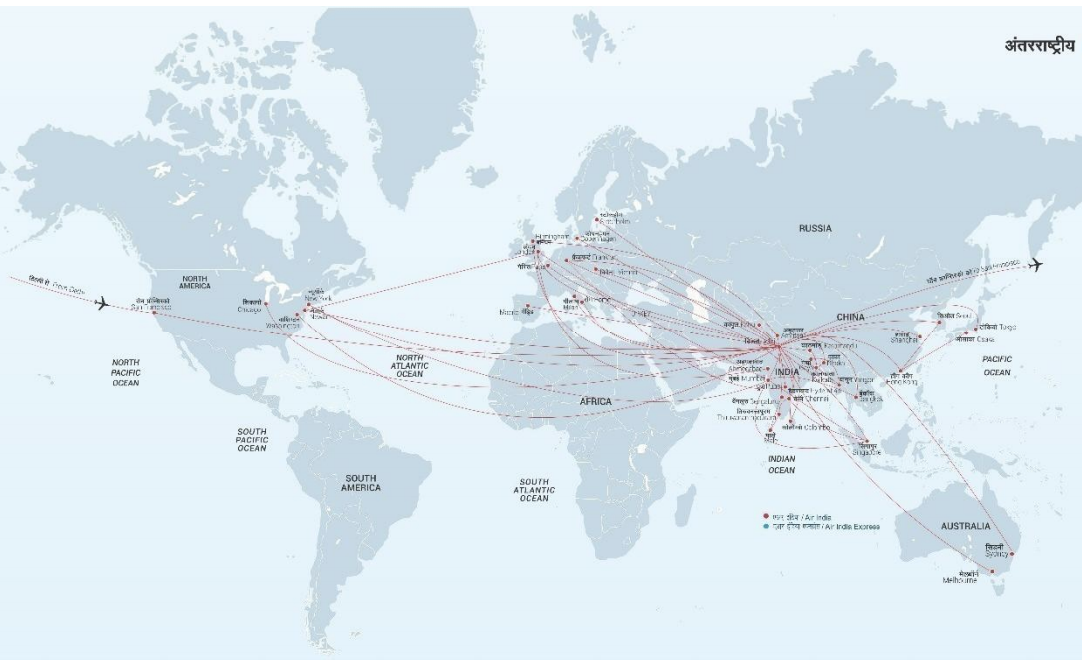 Global ambitions: Air India international route map