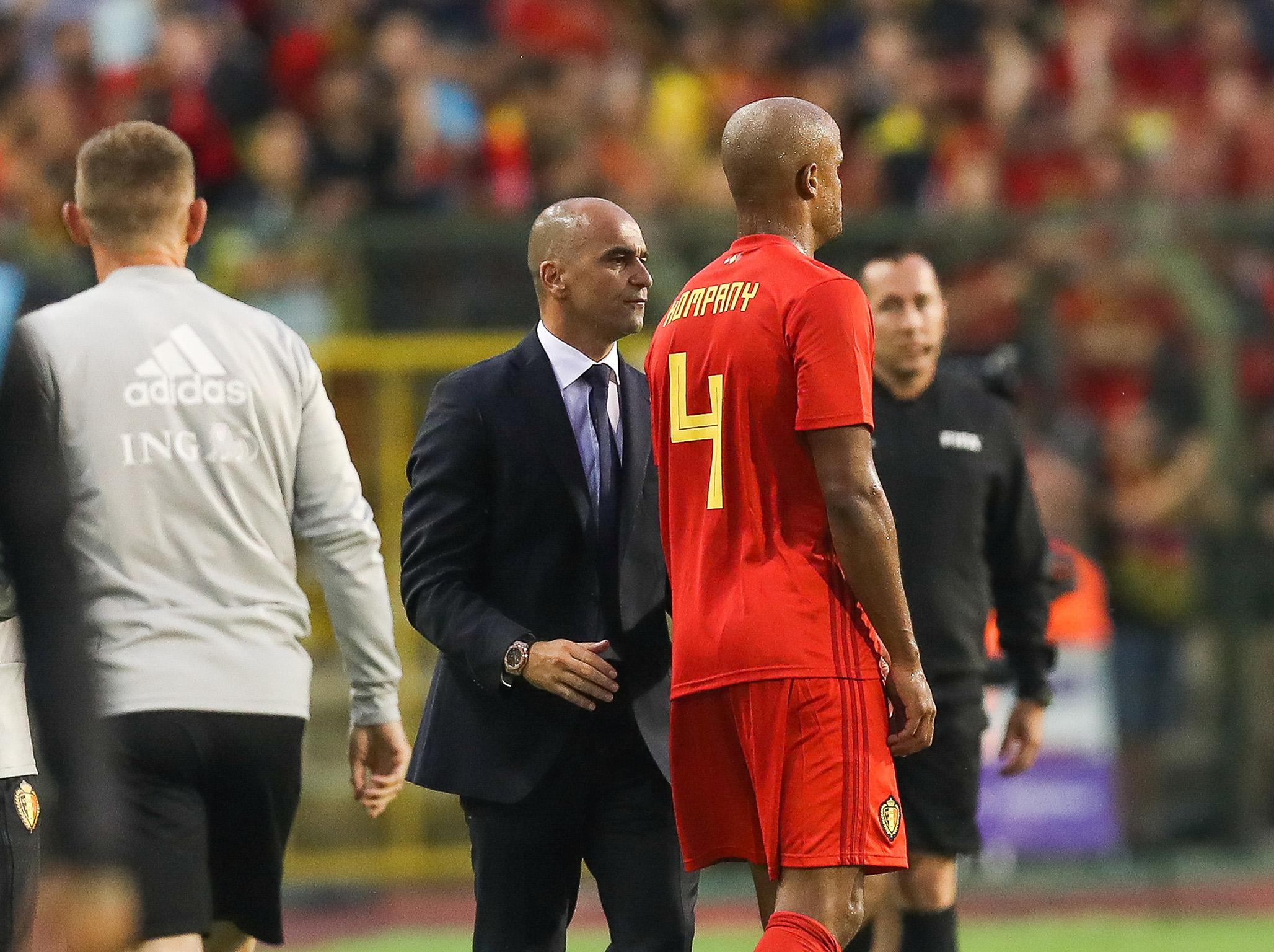 Vincent Kompany leaves the field in Brussels