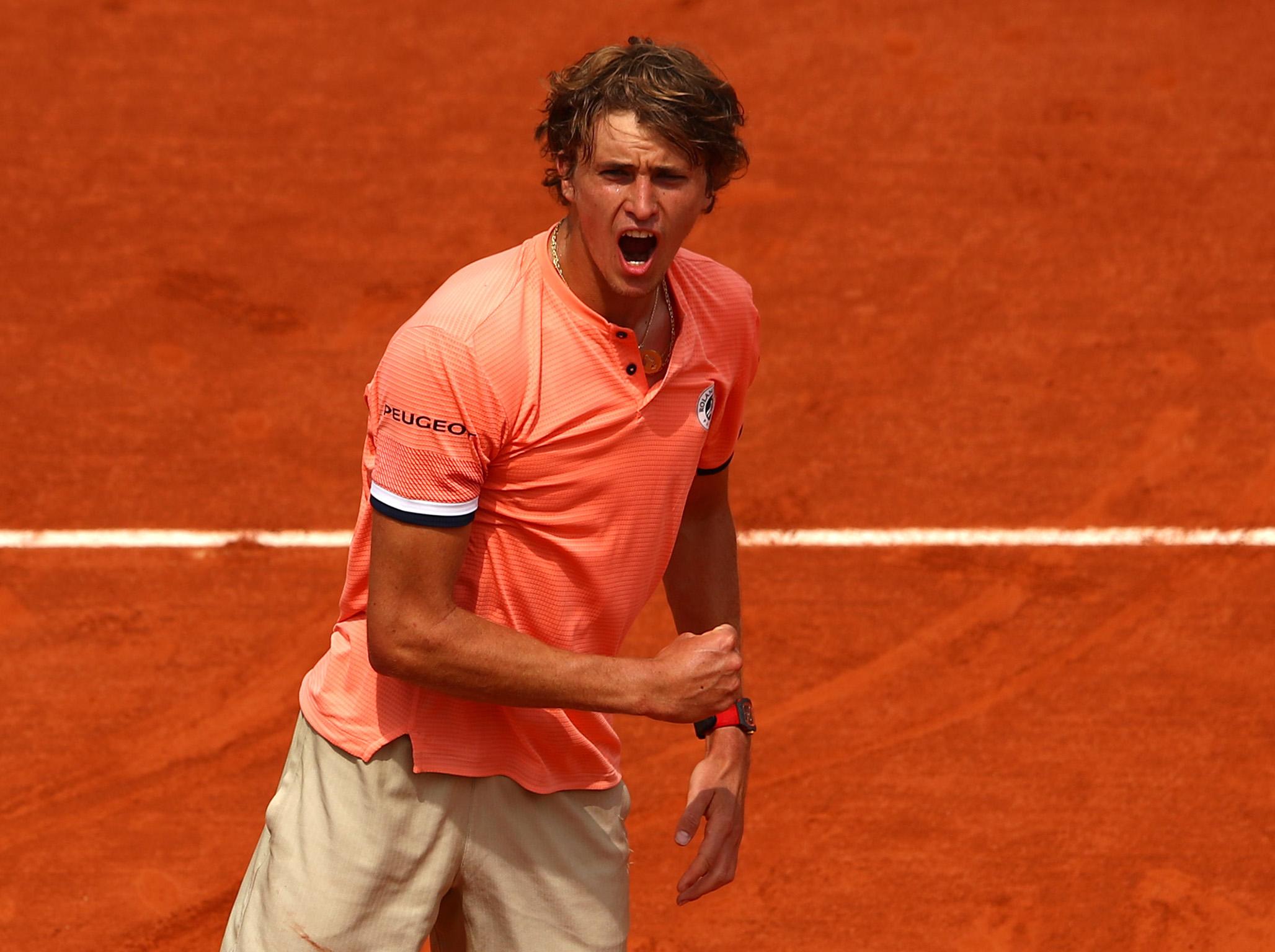 Alexander Zverev celebrates his win over Karen Khachanov