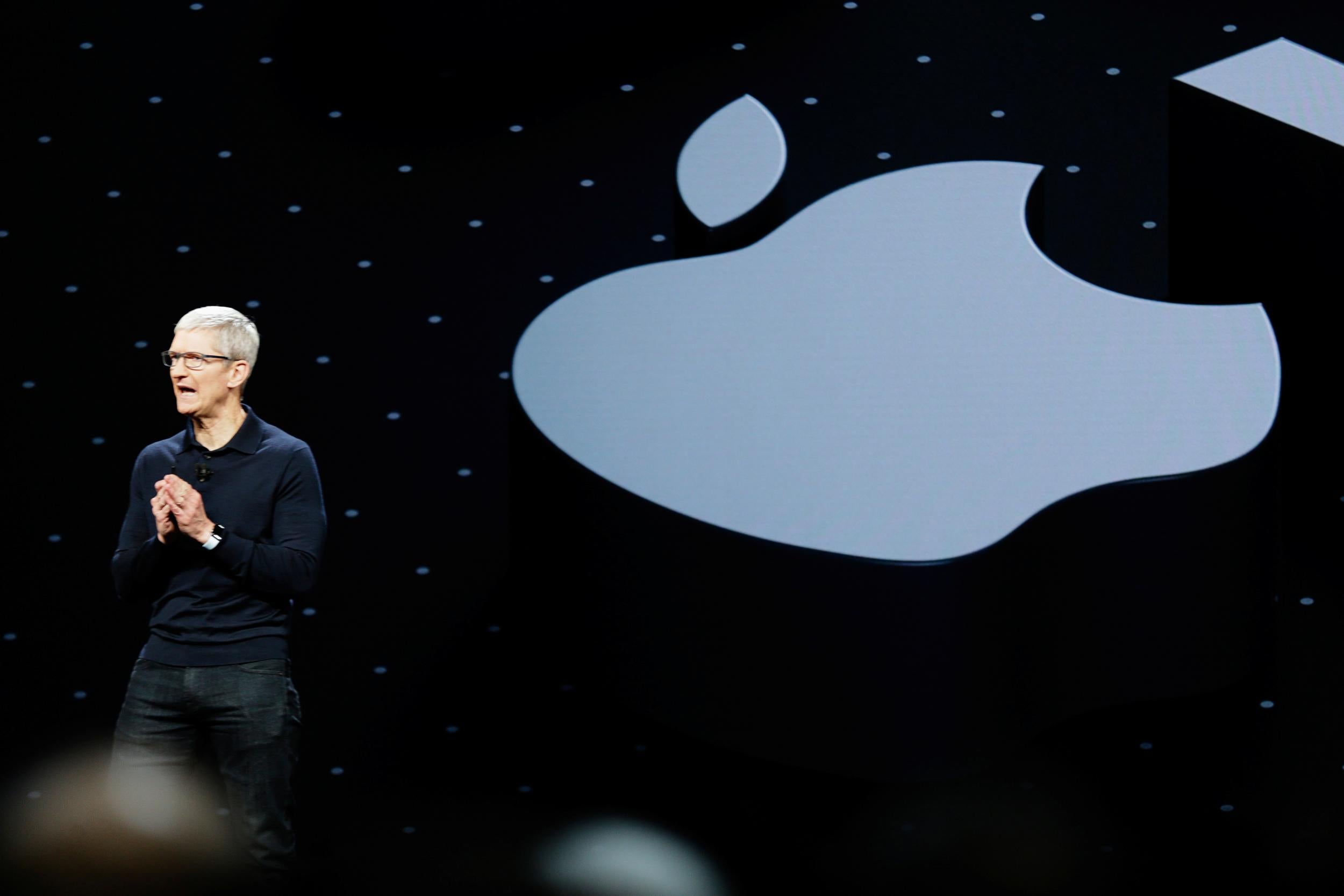 Tim Cook speaks at the Apple Worldwide Developer conference (WWDC) in San Jose, California, U.S., June 4, 2018