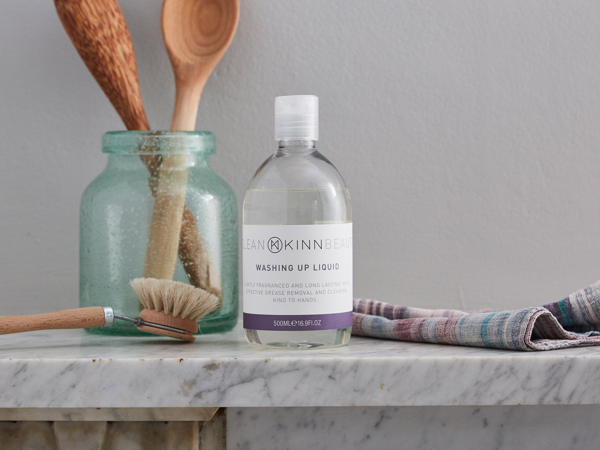 Kinn Living’s bottles are designed to be left on counters as intentional clutter (Kinn)