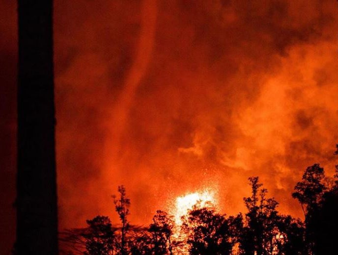 Volcanic tornado forms above Kilauea on Hawaii's Big Island