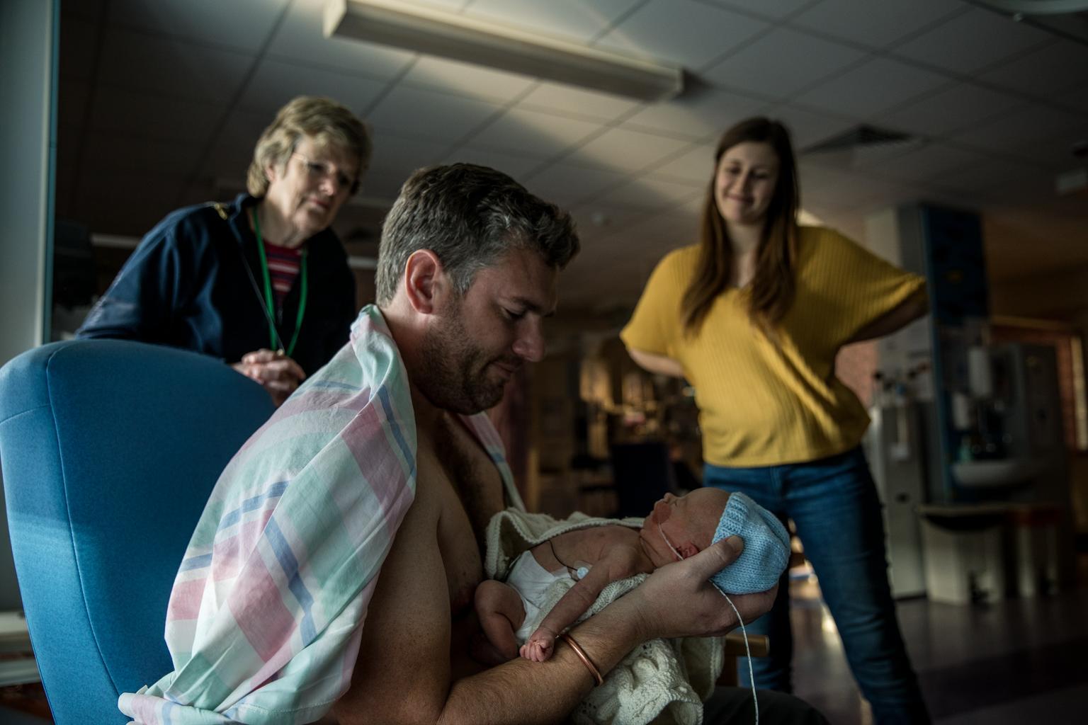 Paul Barnes with son Archie, who was born prematurely in Exeter