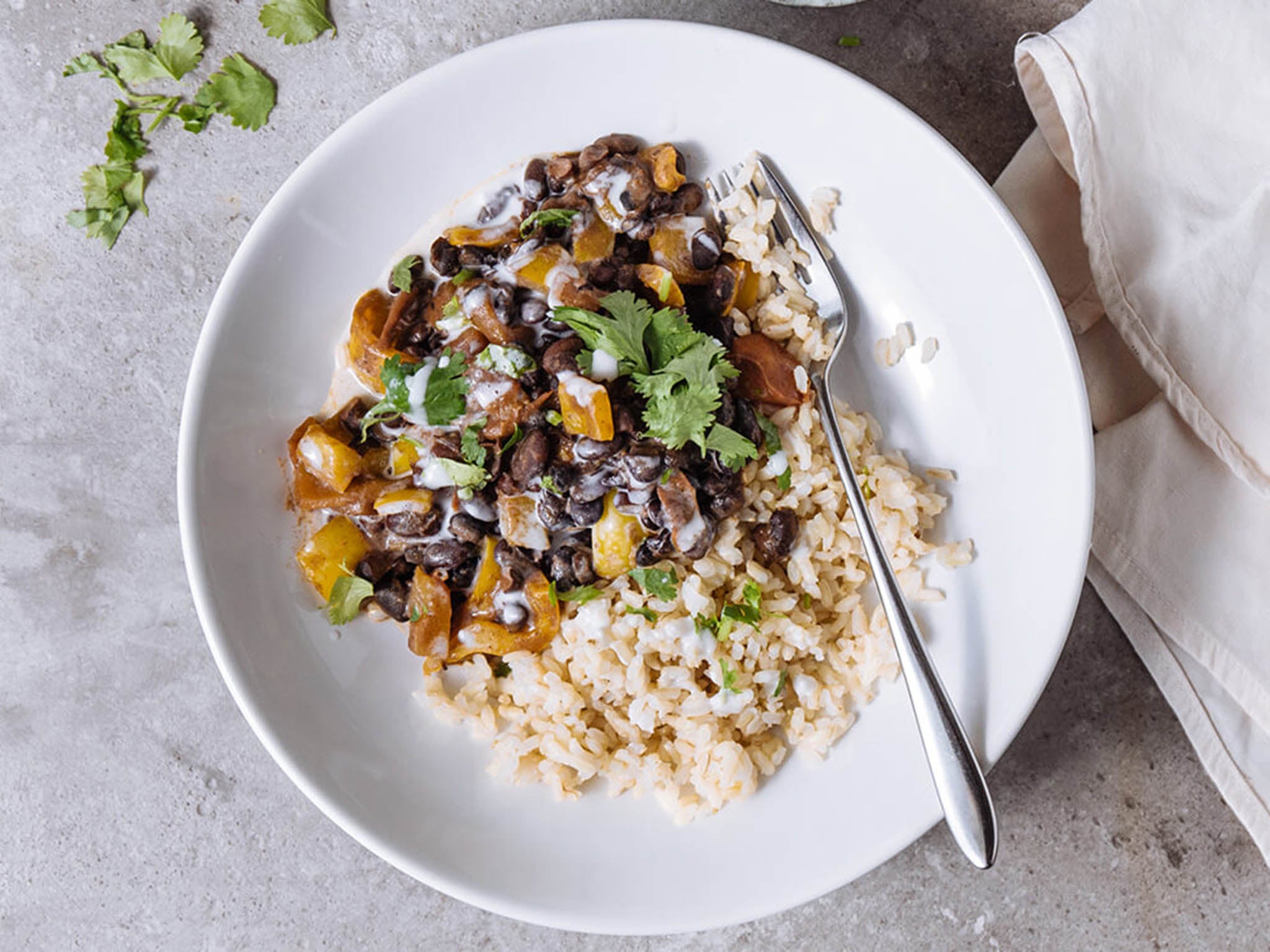 Brazilian black bean stew and brown rice