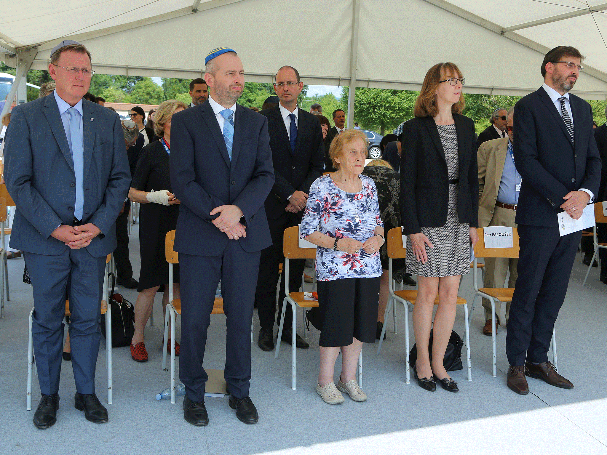 Grozdanovicova, centre, 92-year-old Holocaust survivor at the opening of the Terezin memorial (Ondrej Besperat)