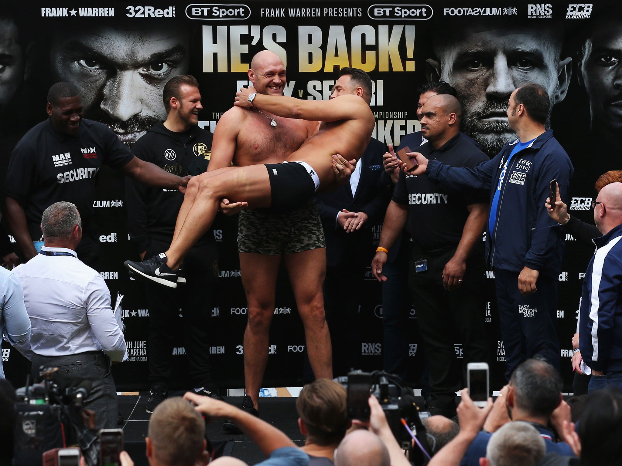 The weigh-in may have struck a jovial tone but Fury means business