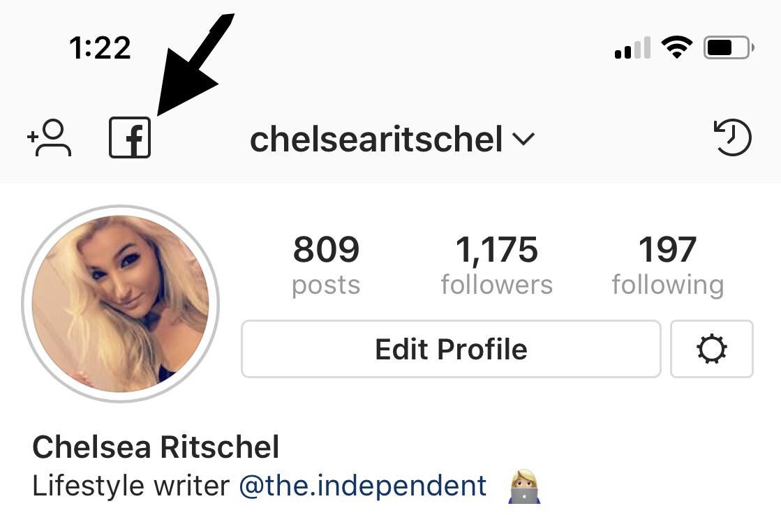 The icon appears on the profile page on Instagram