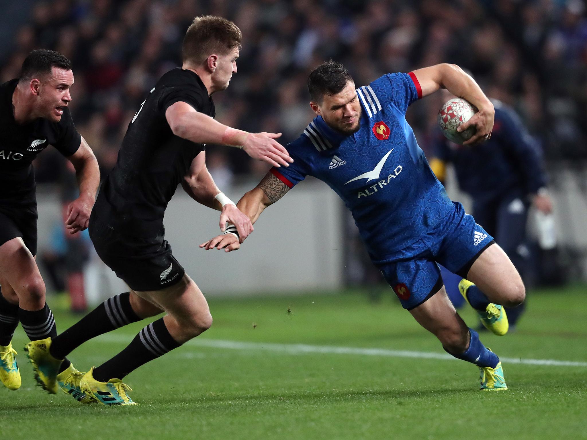 Remy Grosso (right) suffered a double facial fracture in a high tackle from Sam Cane and Ofa Tu'ungafasi