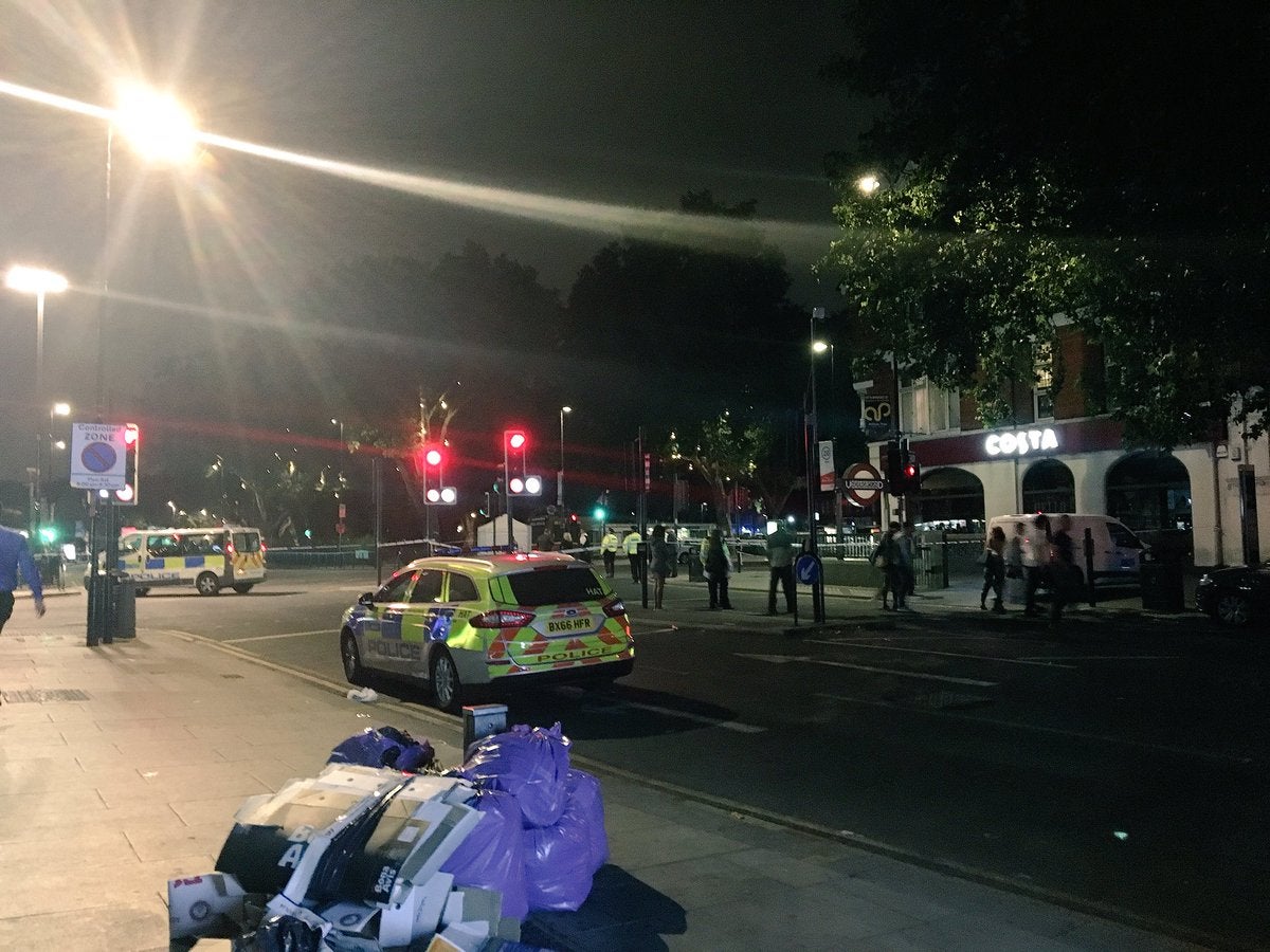 Police cordoned off the area around the tube station