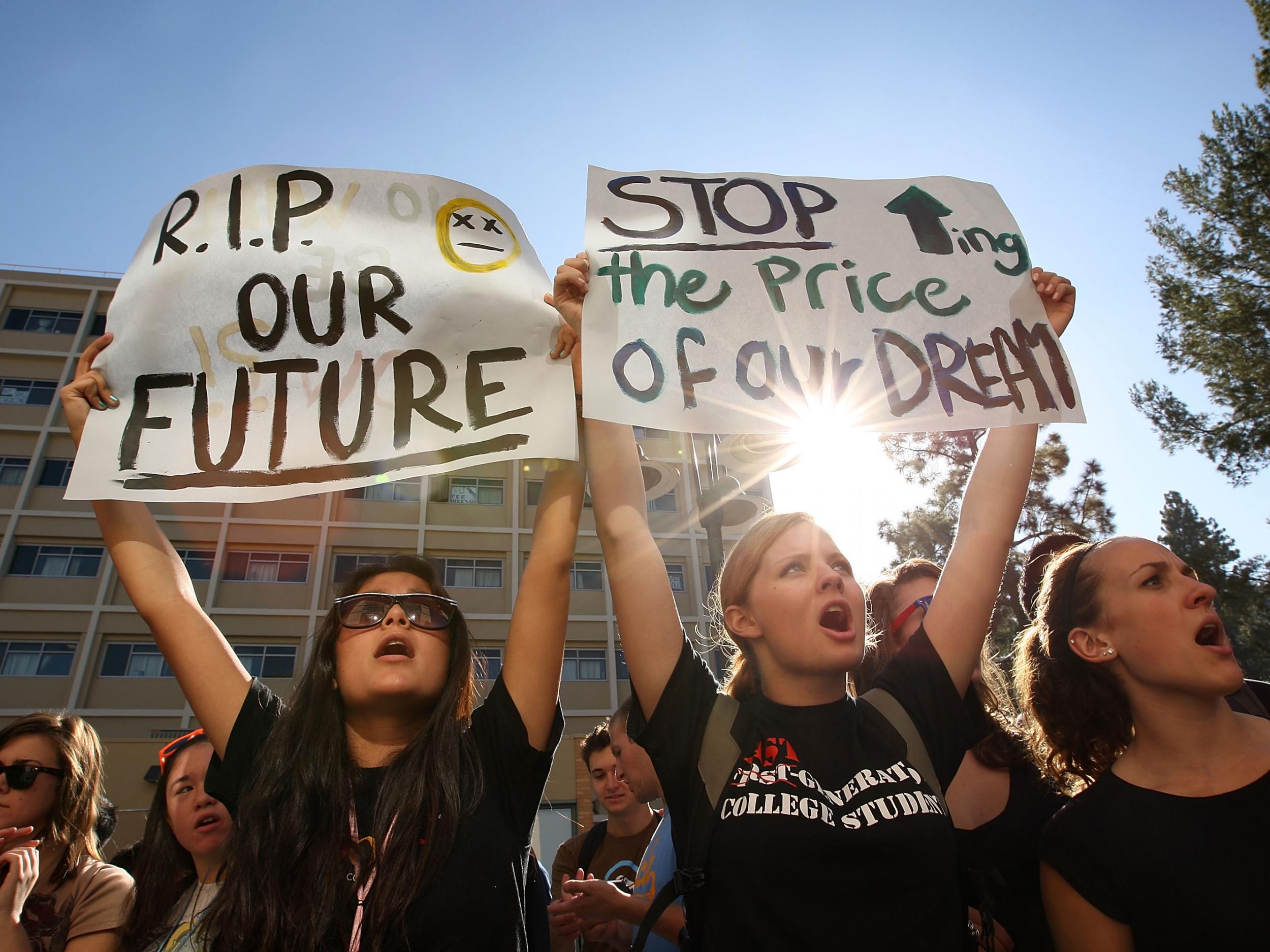 University of California students demonstrate against tuition fee hikes