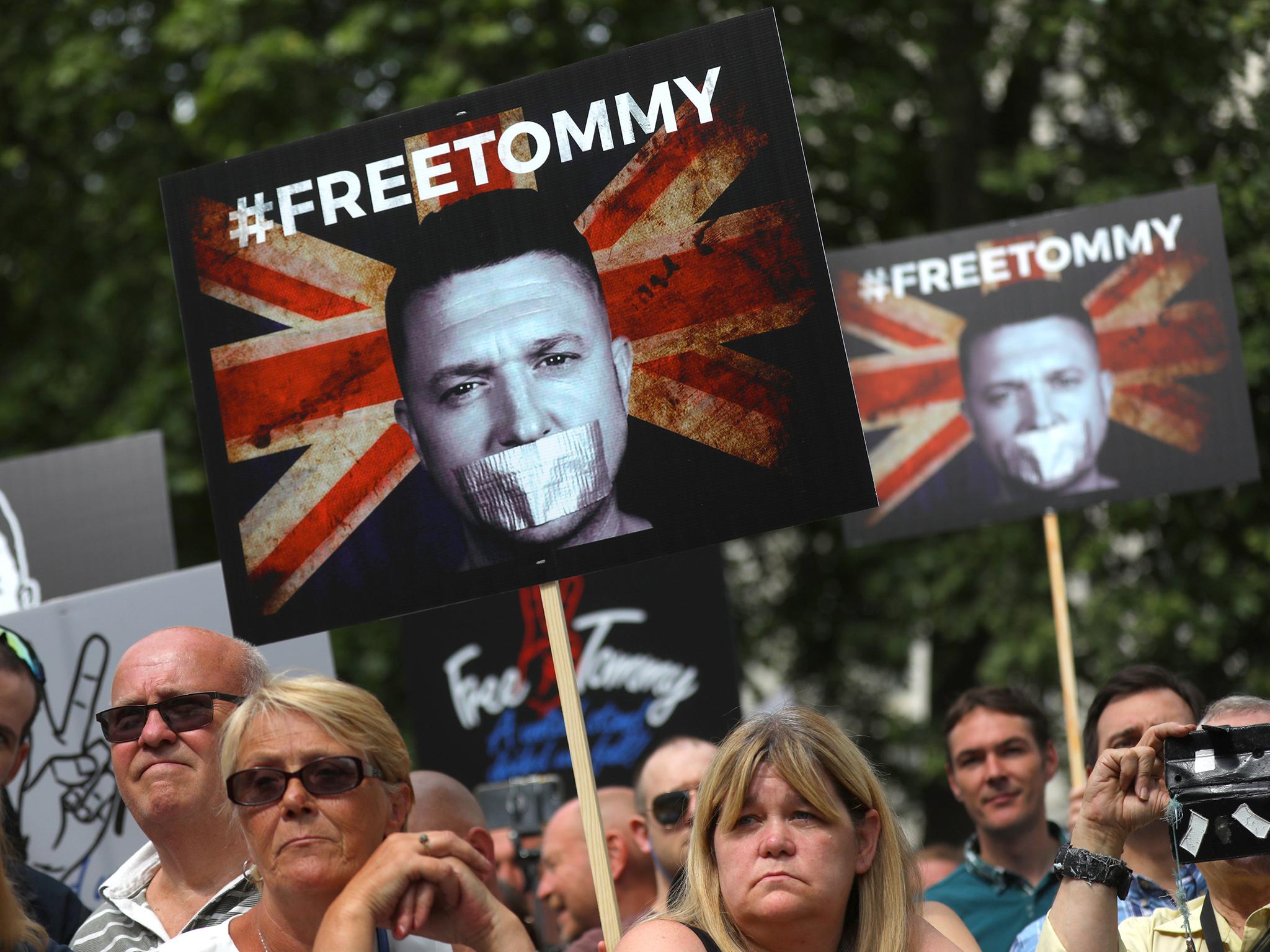 Robinson’s supporters demonstrate in London earlier this month