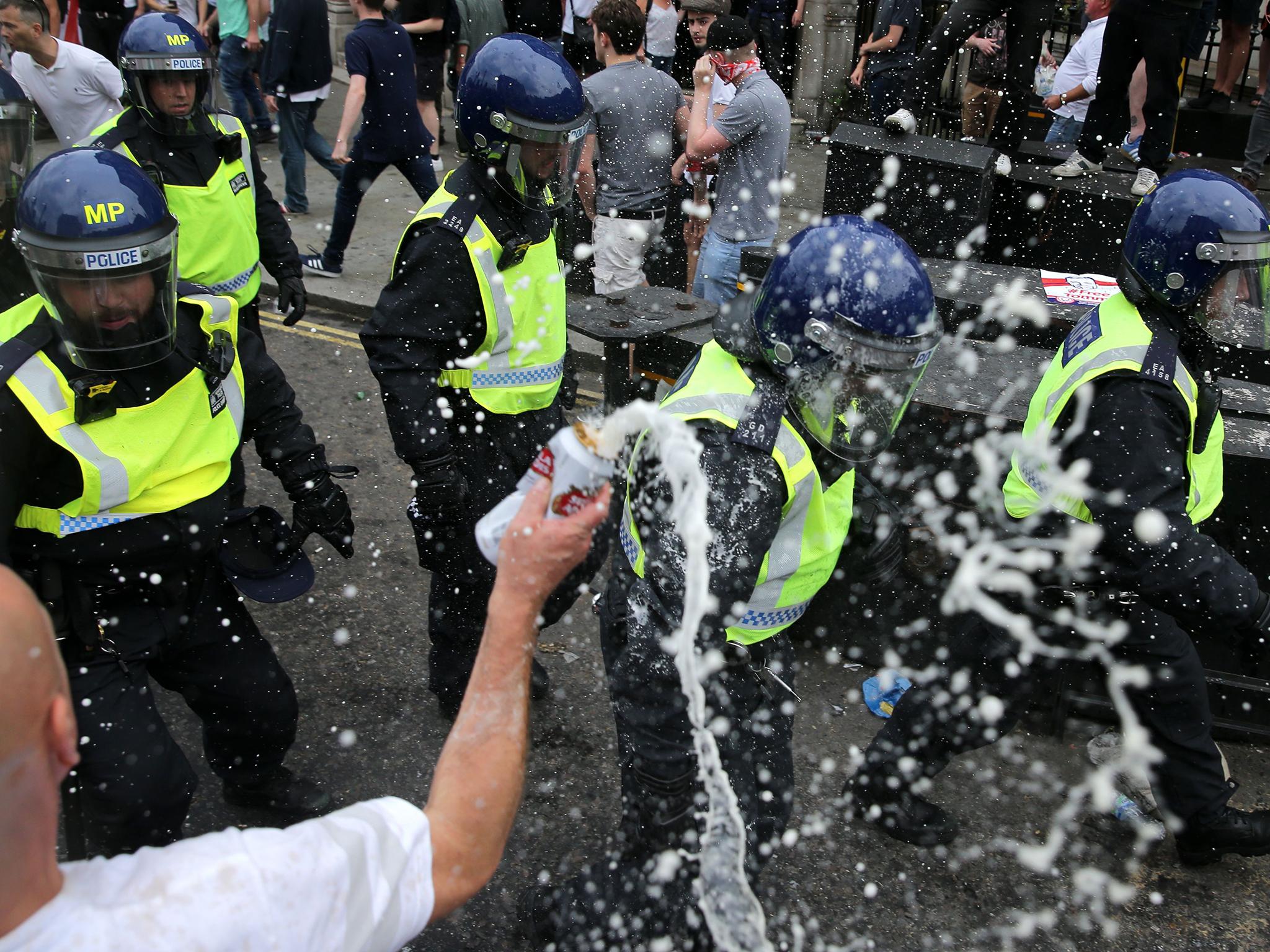 Last month’s pro-Robinson protest saw supporters throw metal barriers, bottles and other objects at police officers