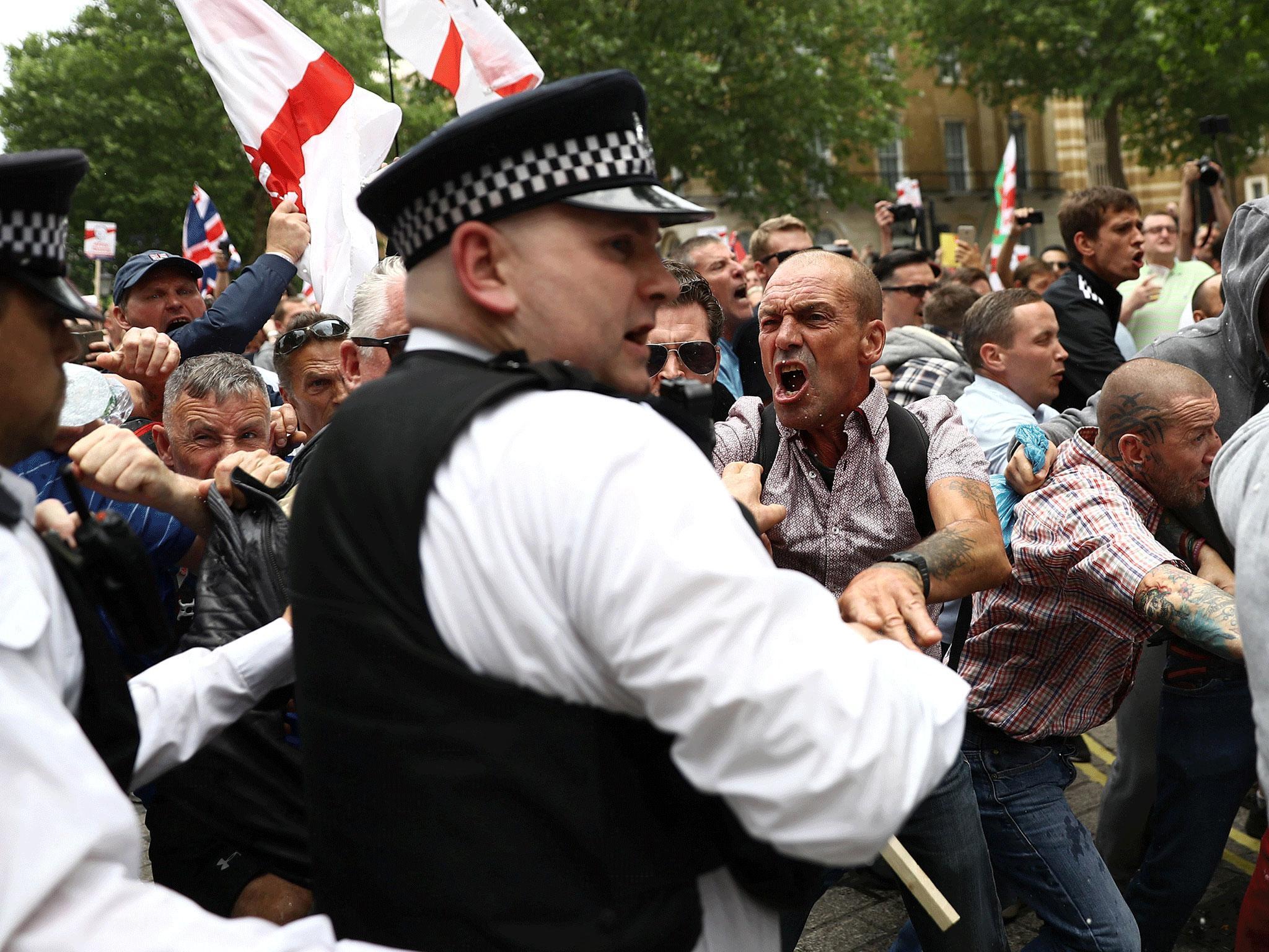 Supporters of the EDL demonstrate in Whitehall earlier this month