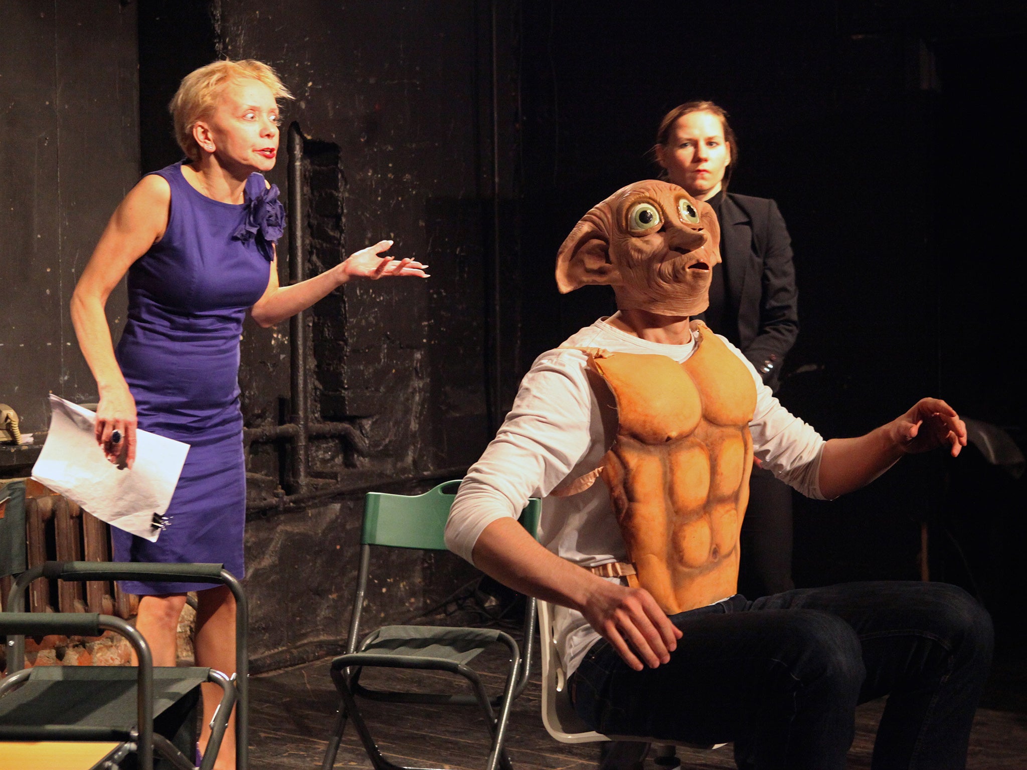 ‘BerlusPutin’, which shows the president in a Dobby mask with his ‘manly’ chest exposed, was evicted by Russian authorities from its basement theatre in 2014