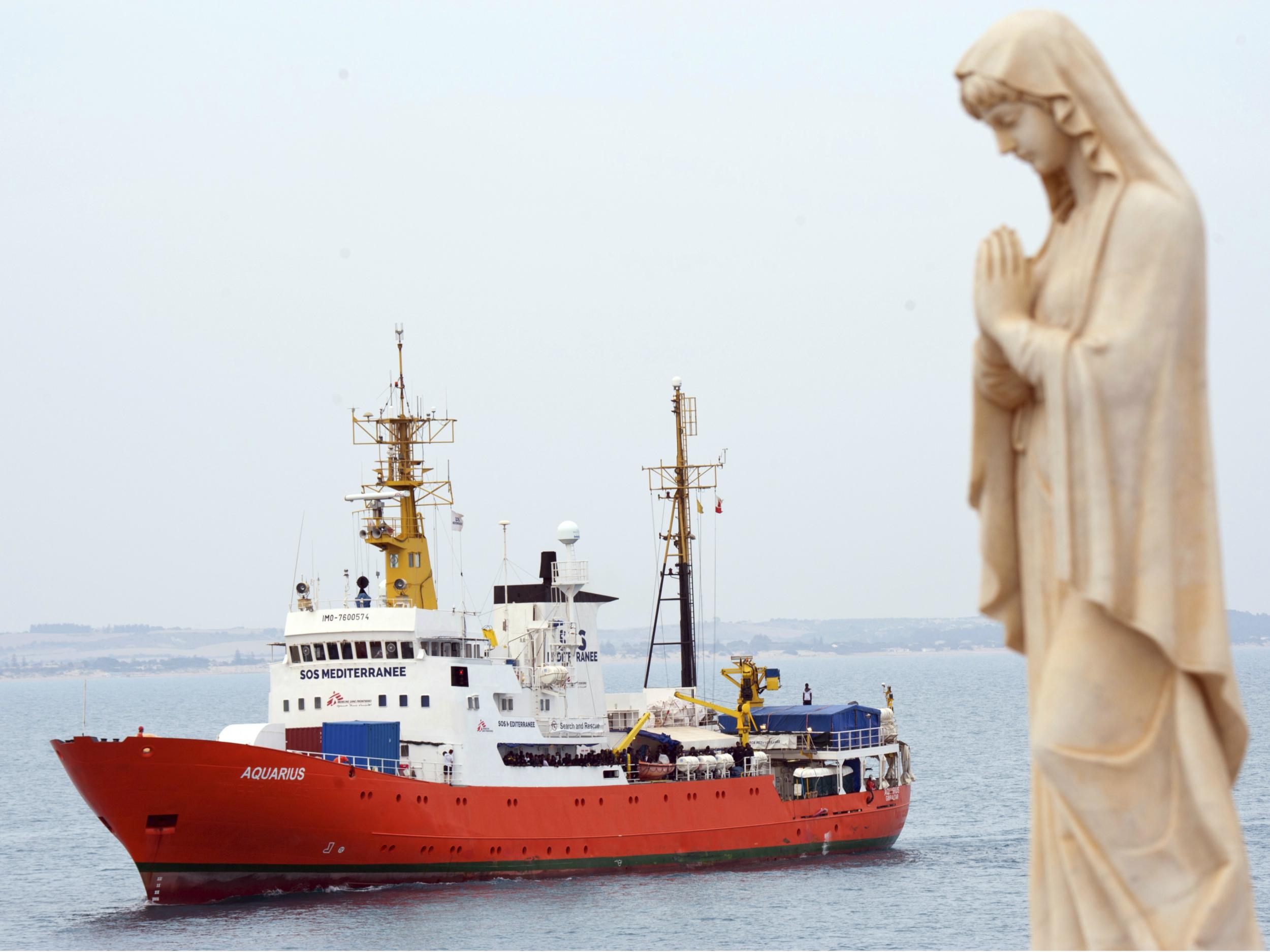 The Aquarius was refused entry to Italian ports and had to travel with naval ships to dock in Spain