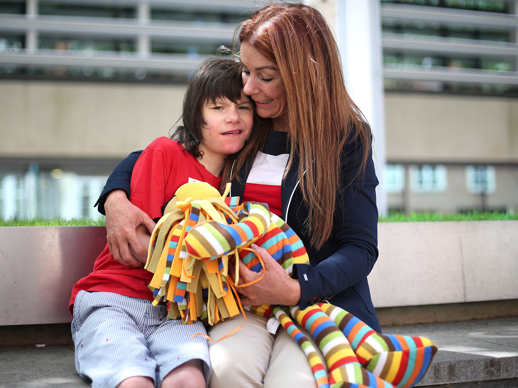 Charlotte Caldwell and her son Billy outside the Home Office