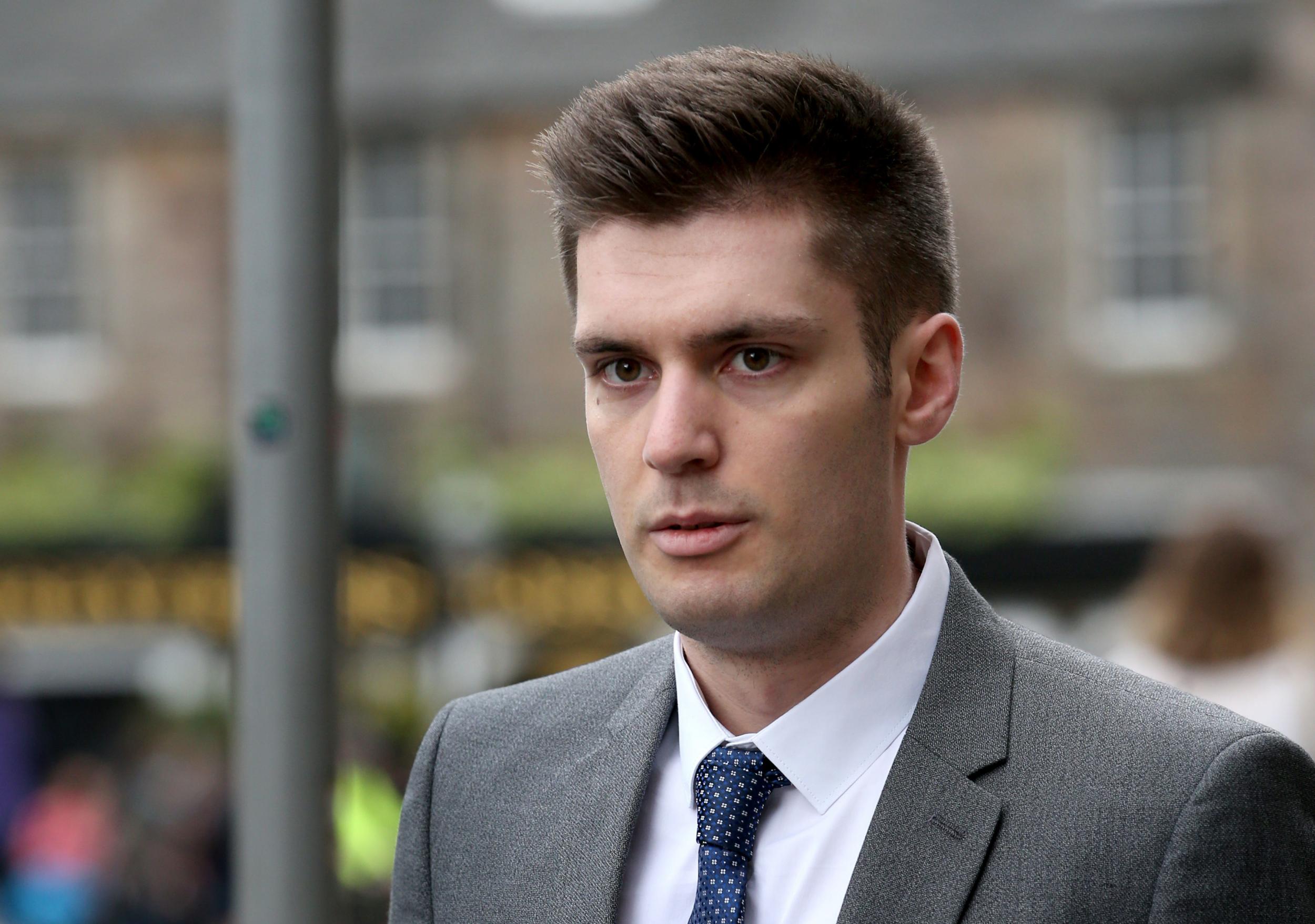 Stephen Coxen, from Bury in Lancashire, arrives at the Personal Injury Court in Edinburgh