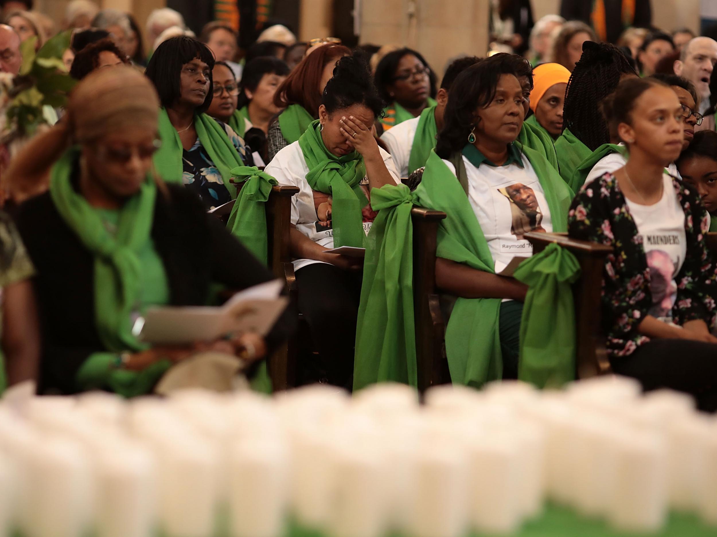 The memorial service at St Helen’s Church was full to capacity (Getty)