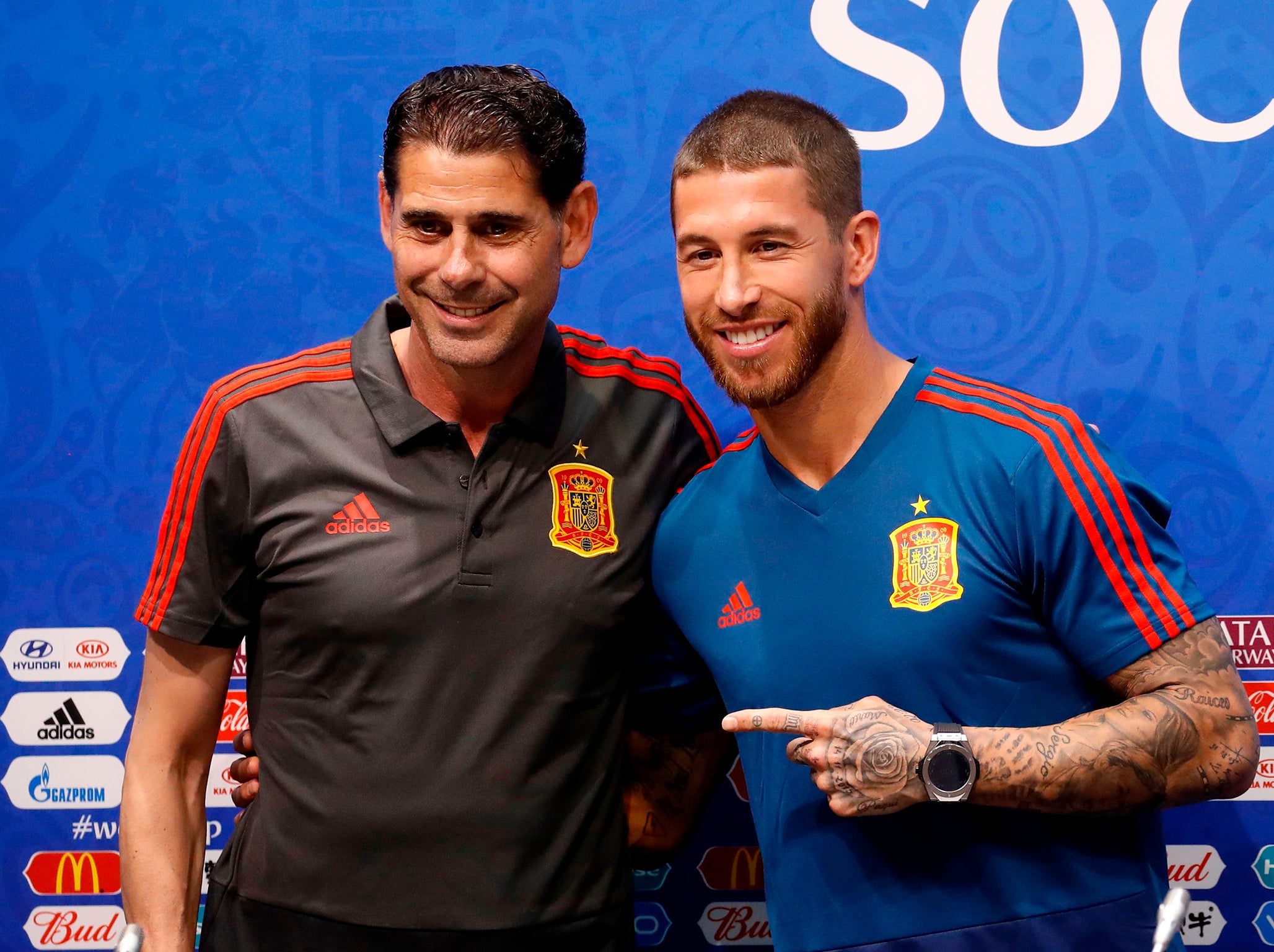 Sergio Ramos gets to know his new manager (Getty )