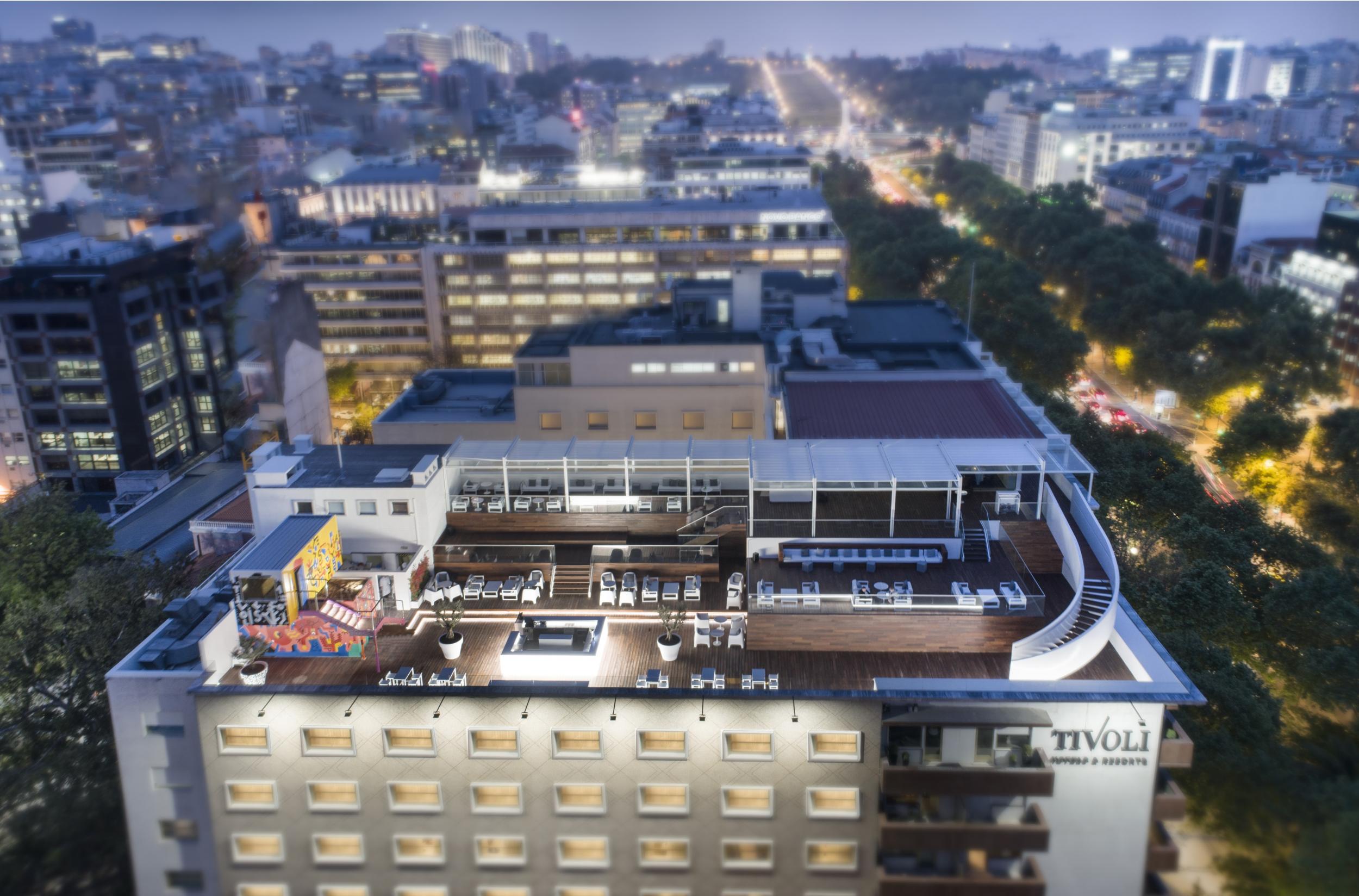 On top of the world: you can see the tree-lined Avenida Liberdade from the Sky Bar