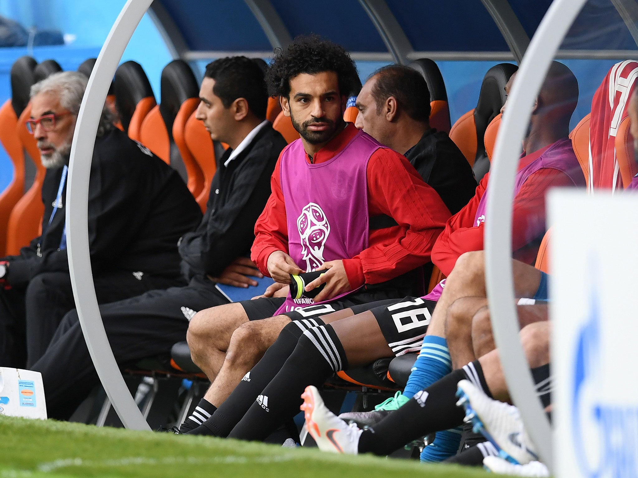 Salah was forced to sit the match in Ekaterinburg out