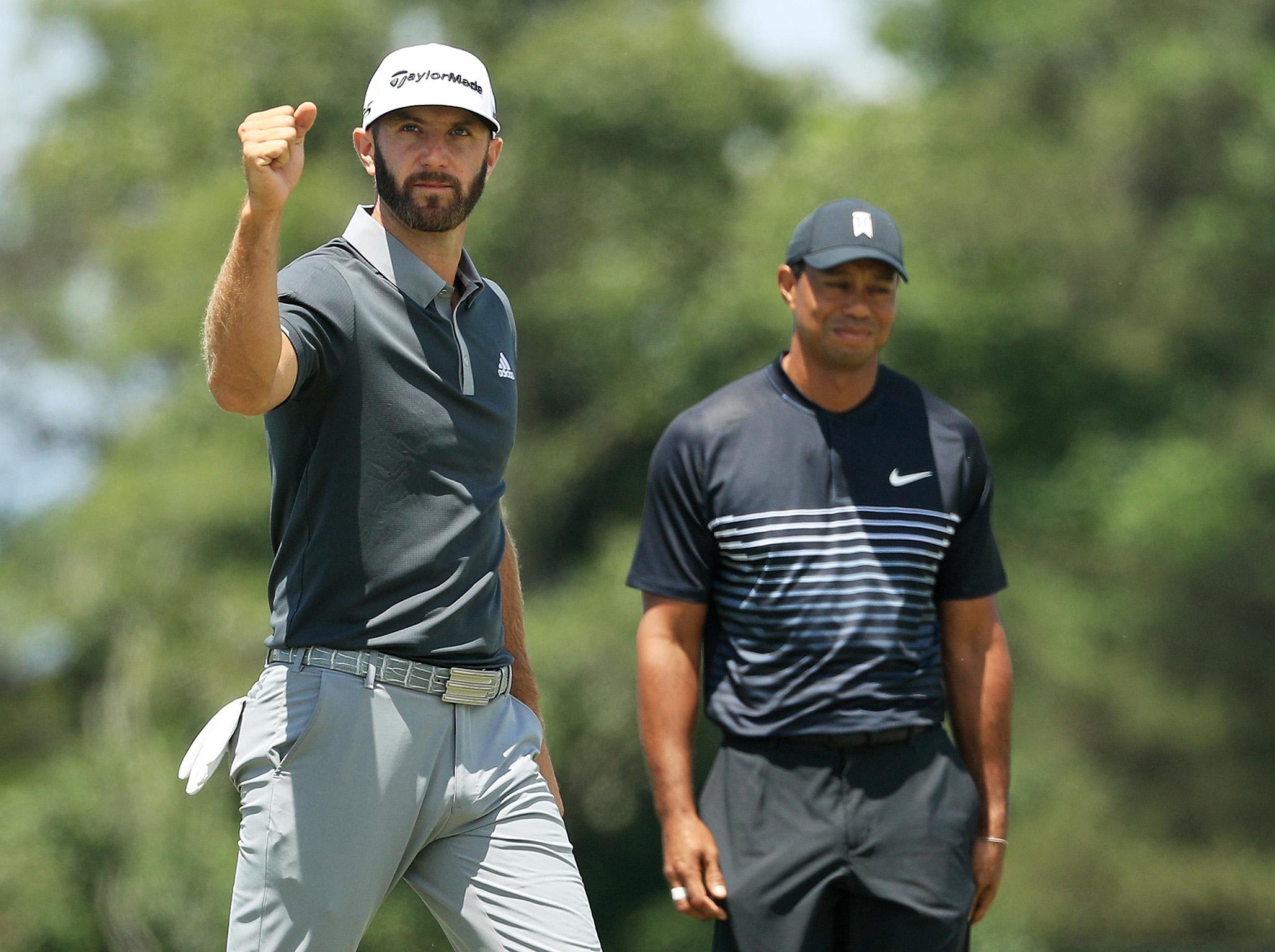 Dustin Johnson played alongside Tiger Woods