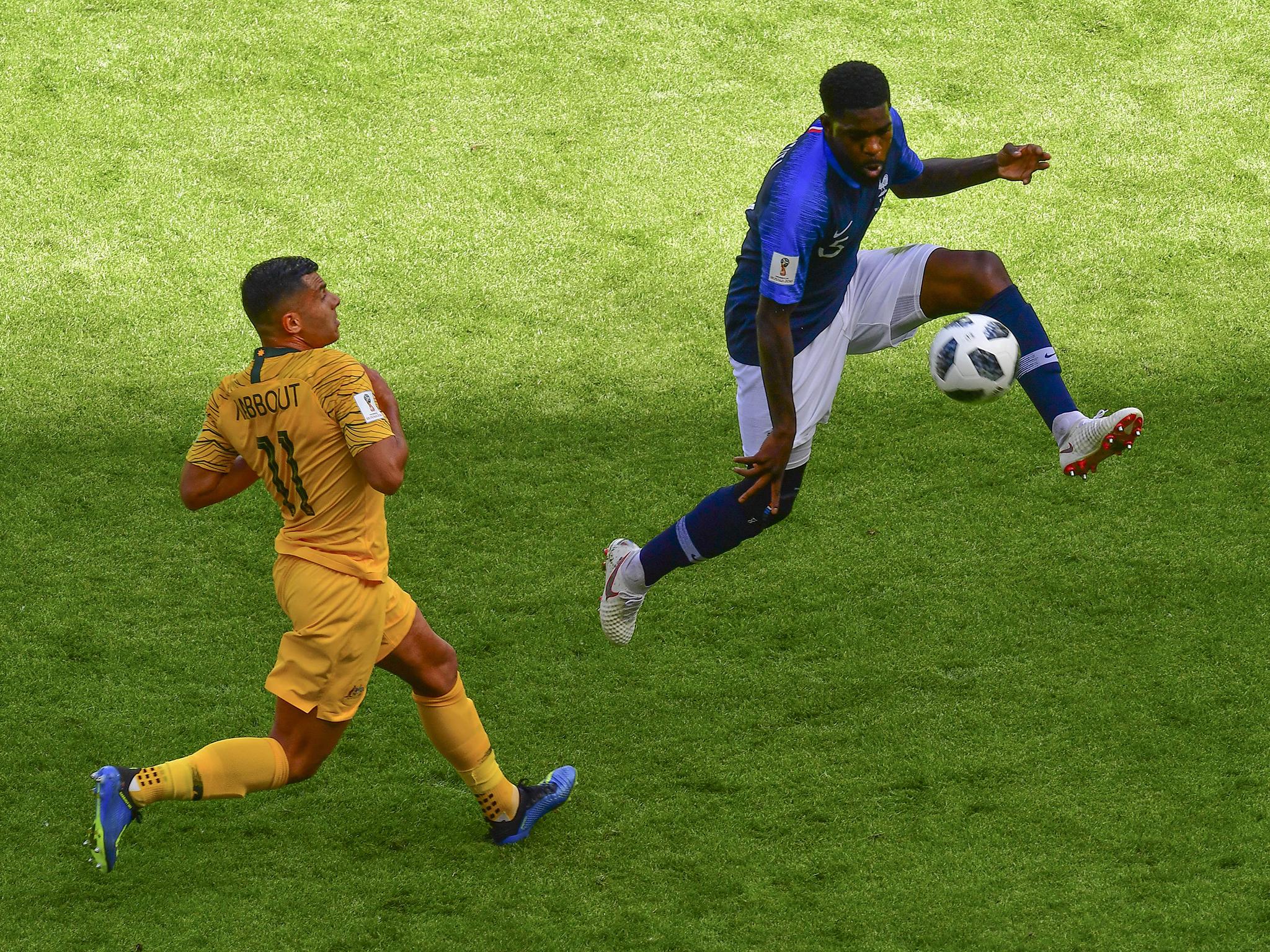 Barcelona’s centre-half dealt with the minimal danger well until his moment of madness awarded Australia a penalty with a ridiculous handball.
