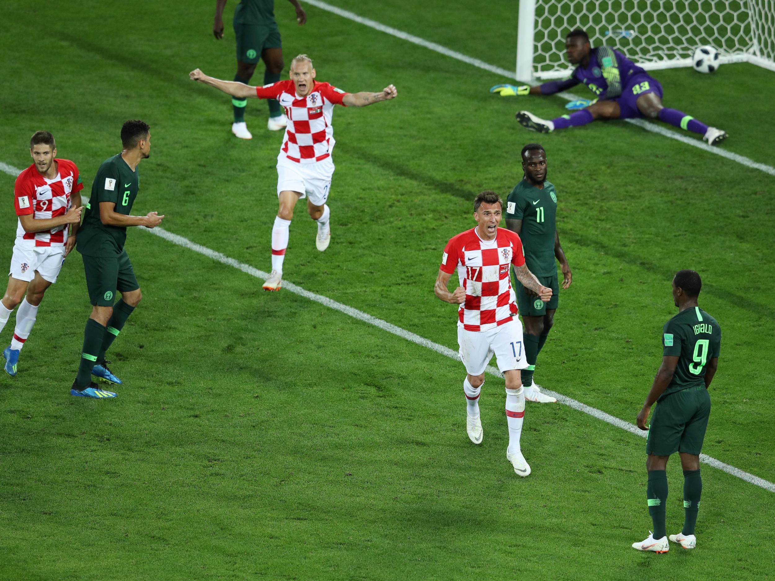 Troost-Ekong is not even in the picture as Mandzukic wheels away as Croatia take the lead