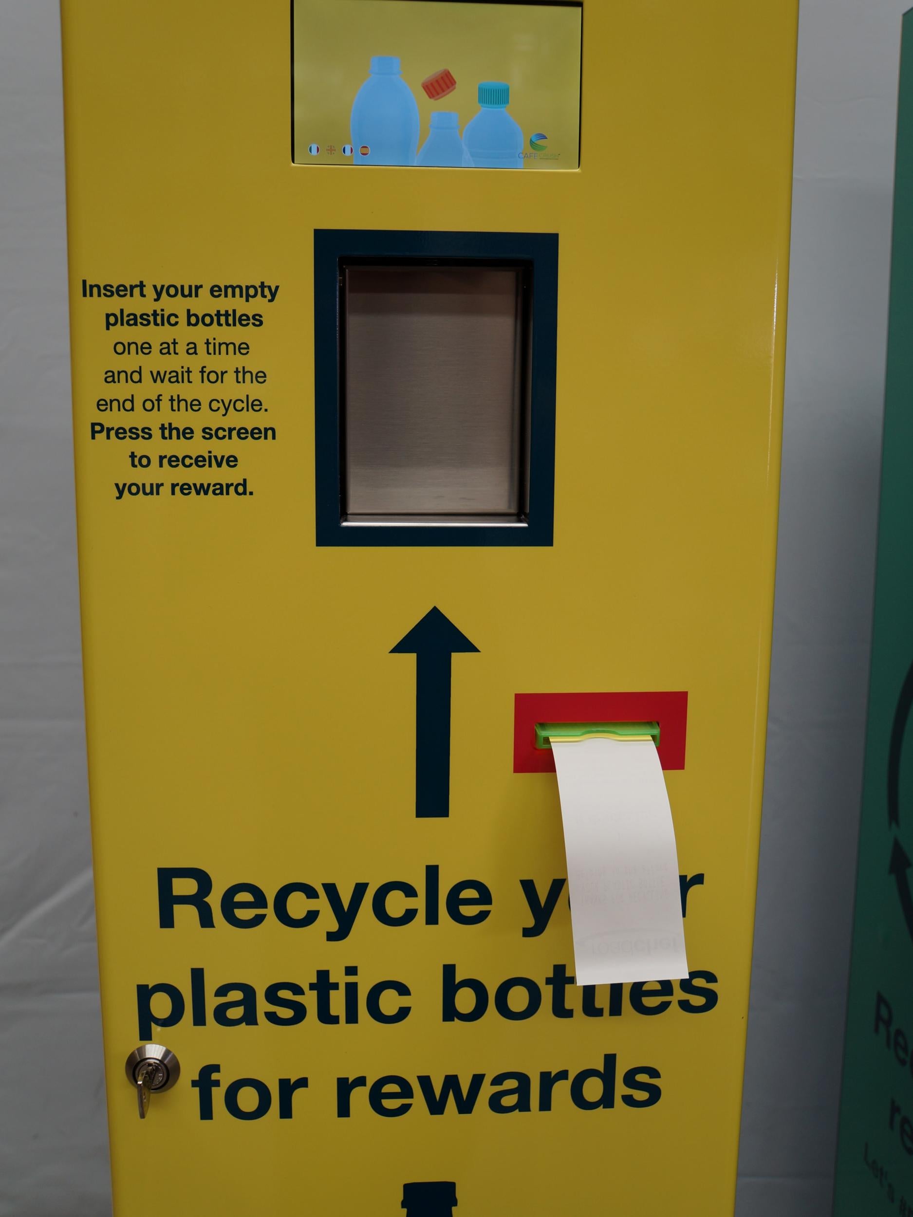 In the new bins installed by Hubbub, drivers insert their plastic bottles and received a 5p voucher as a reward