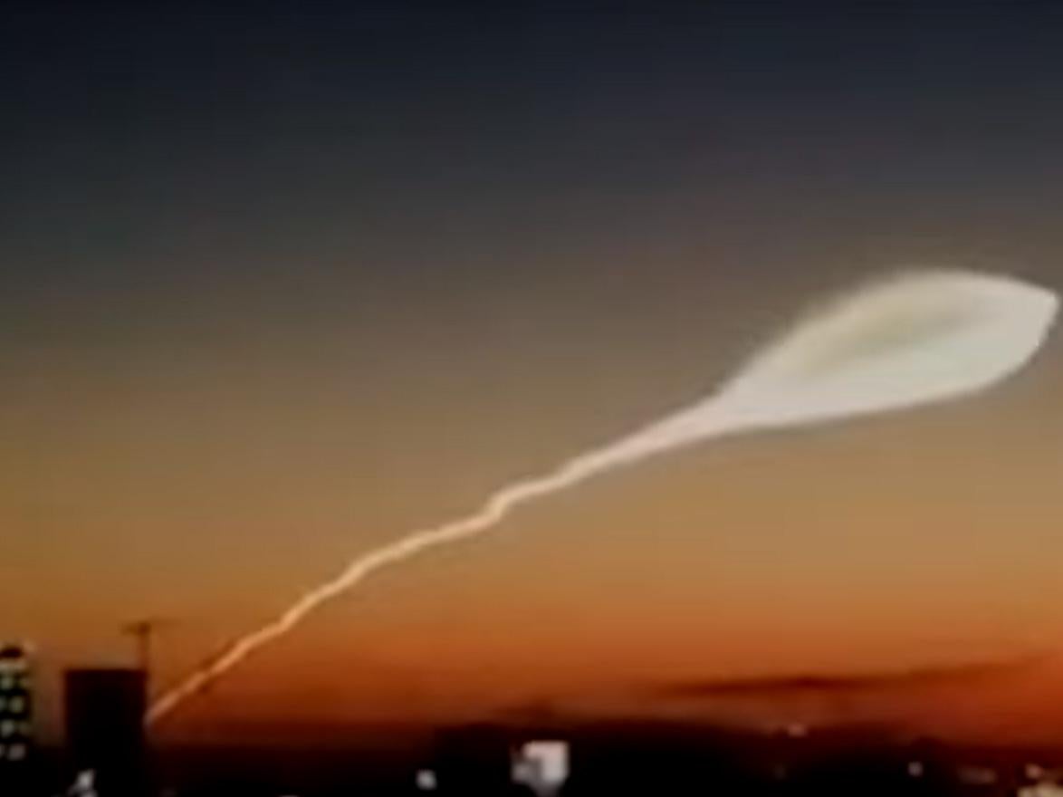 Russia's Soyuz-21.b is seen lighting up the sky