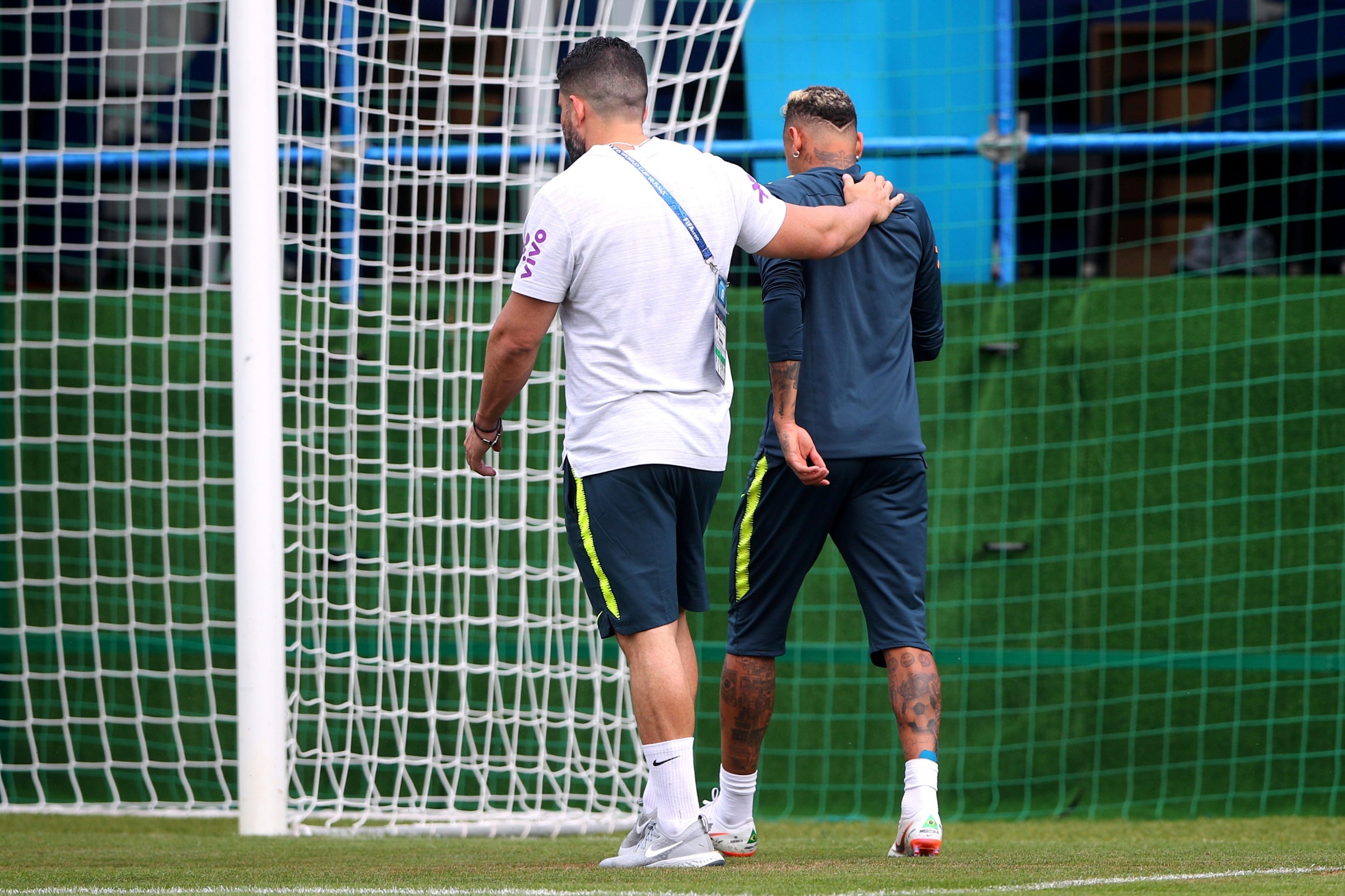 The Brazilian was led away by medical staff