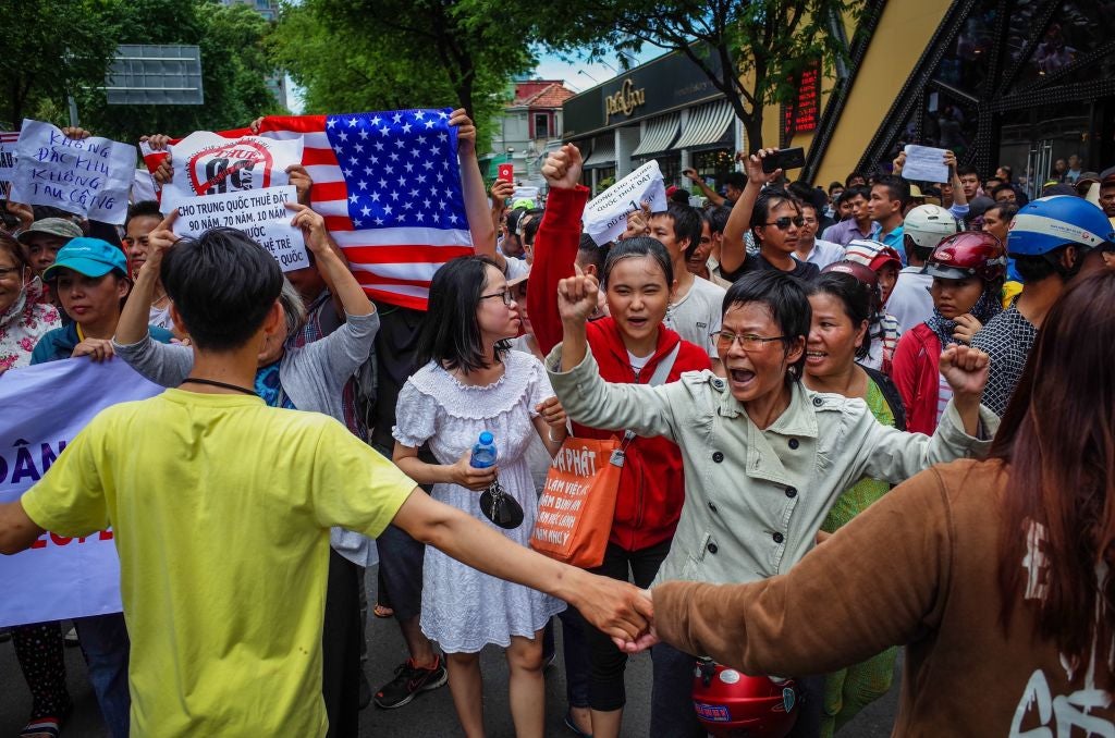 Vietnamese protesters filled the streets in Ho Chi Minh City