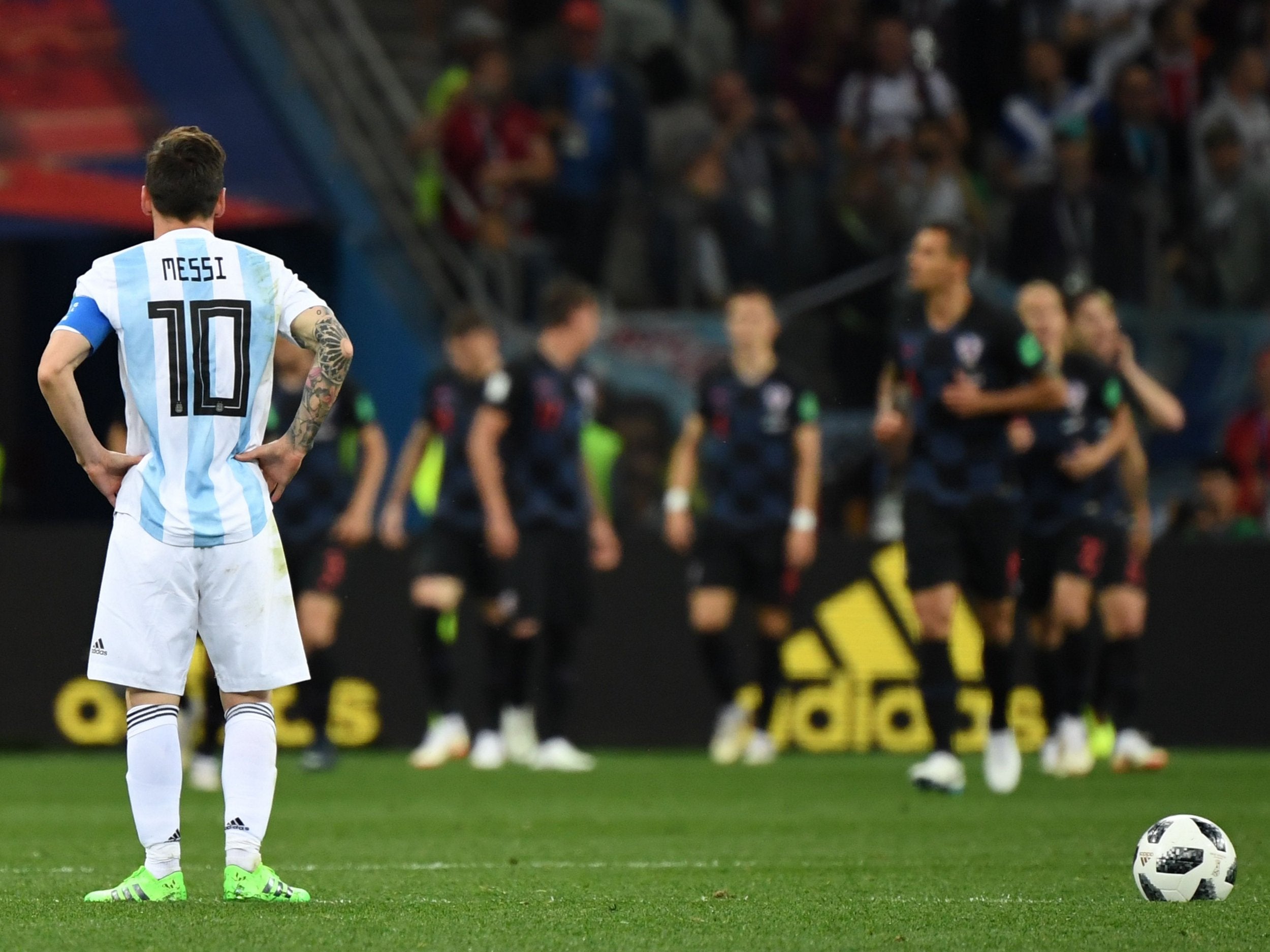 Lionel Messi waiting to kick off as Croatia ran riot in the group stage